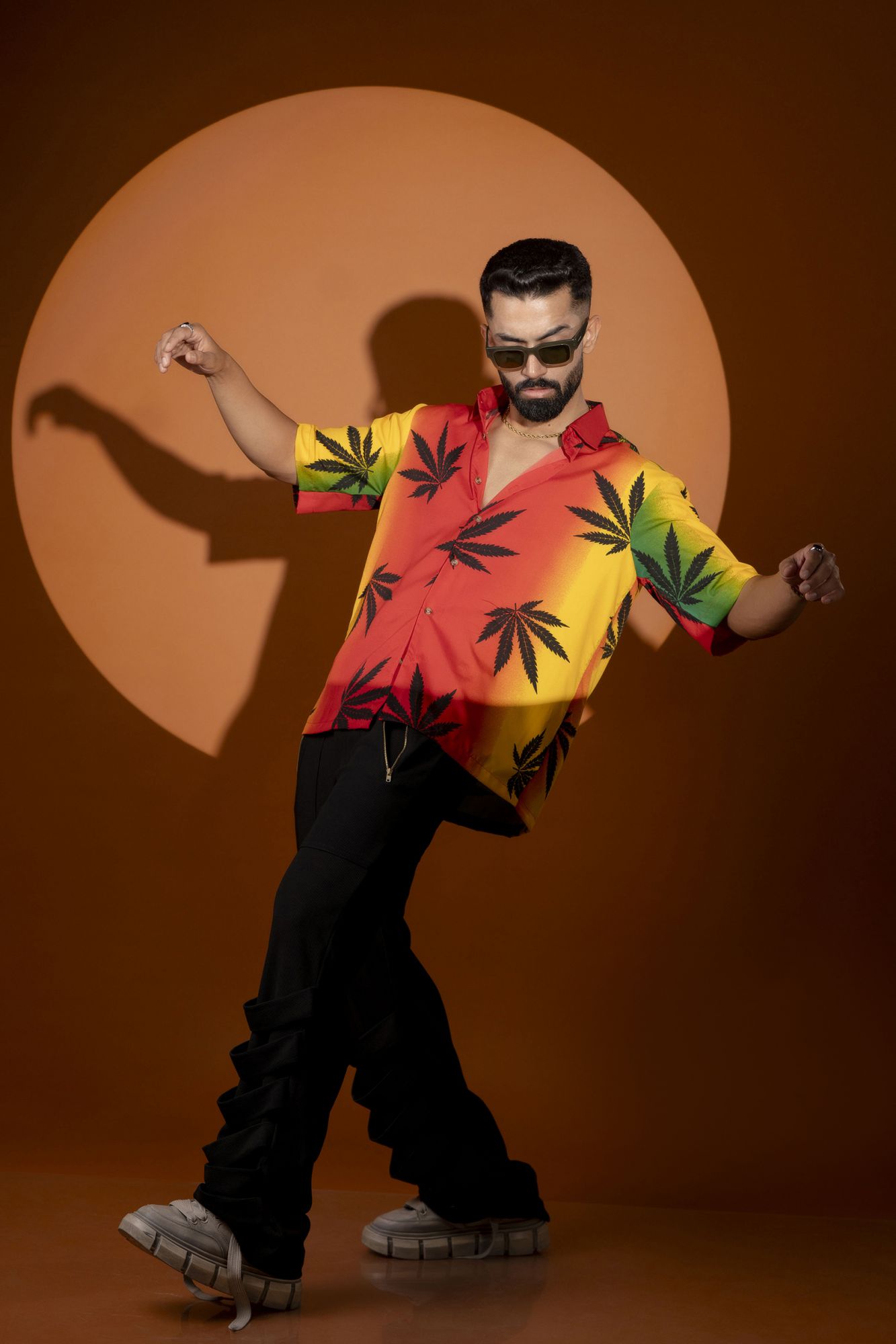 Multicolor Leaf Print Flowing Shirt