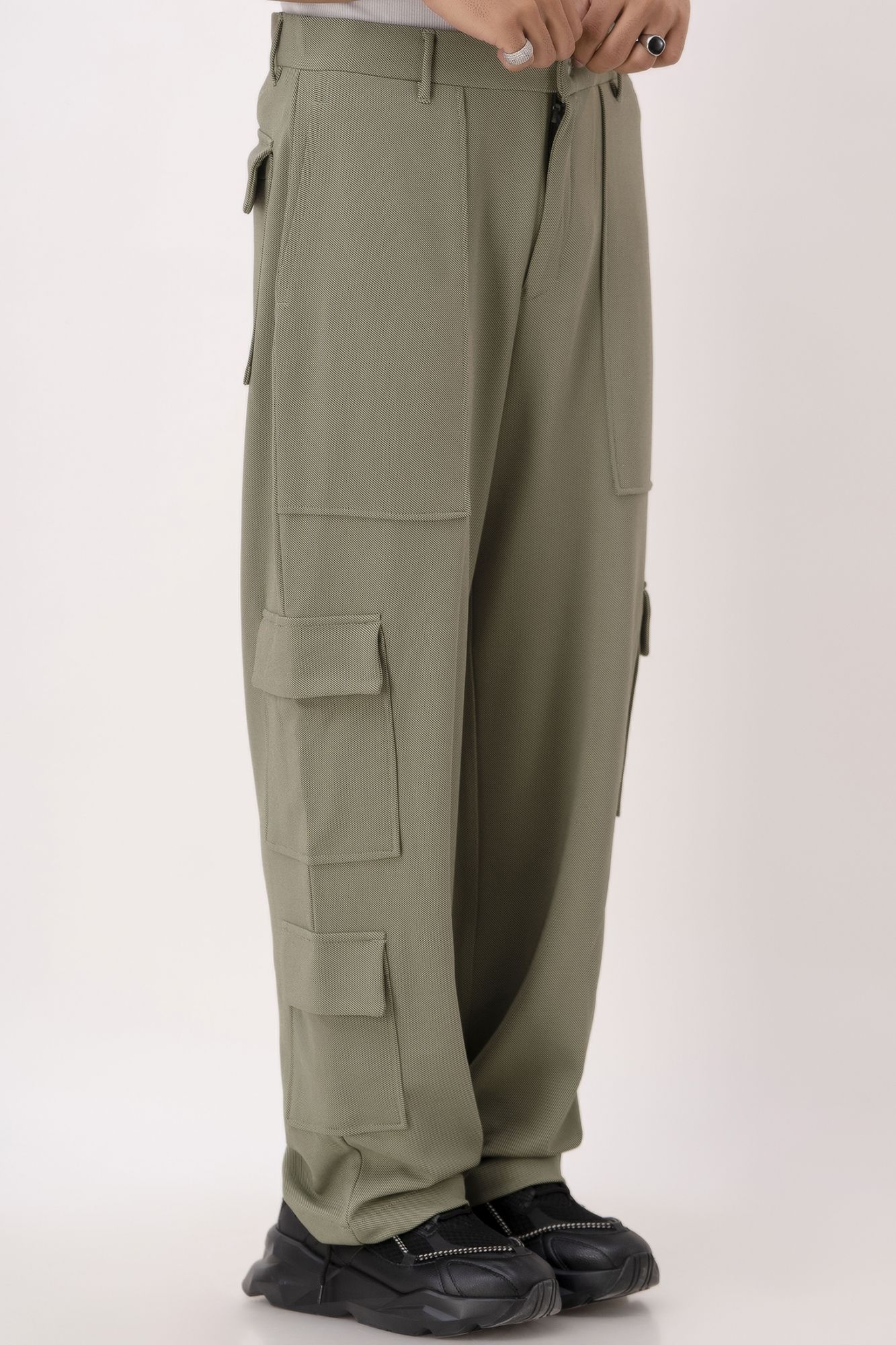 Textured Olive Cargo Pants