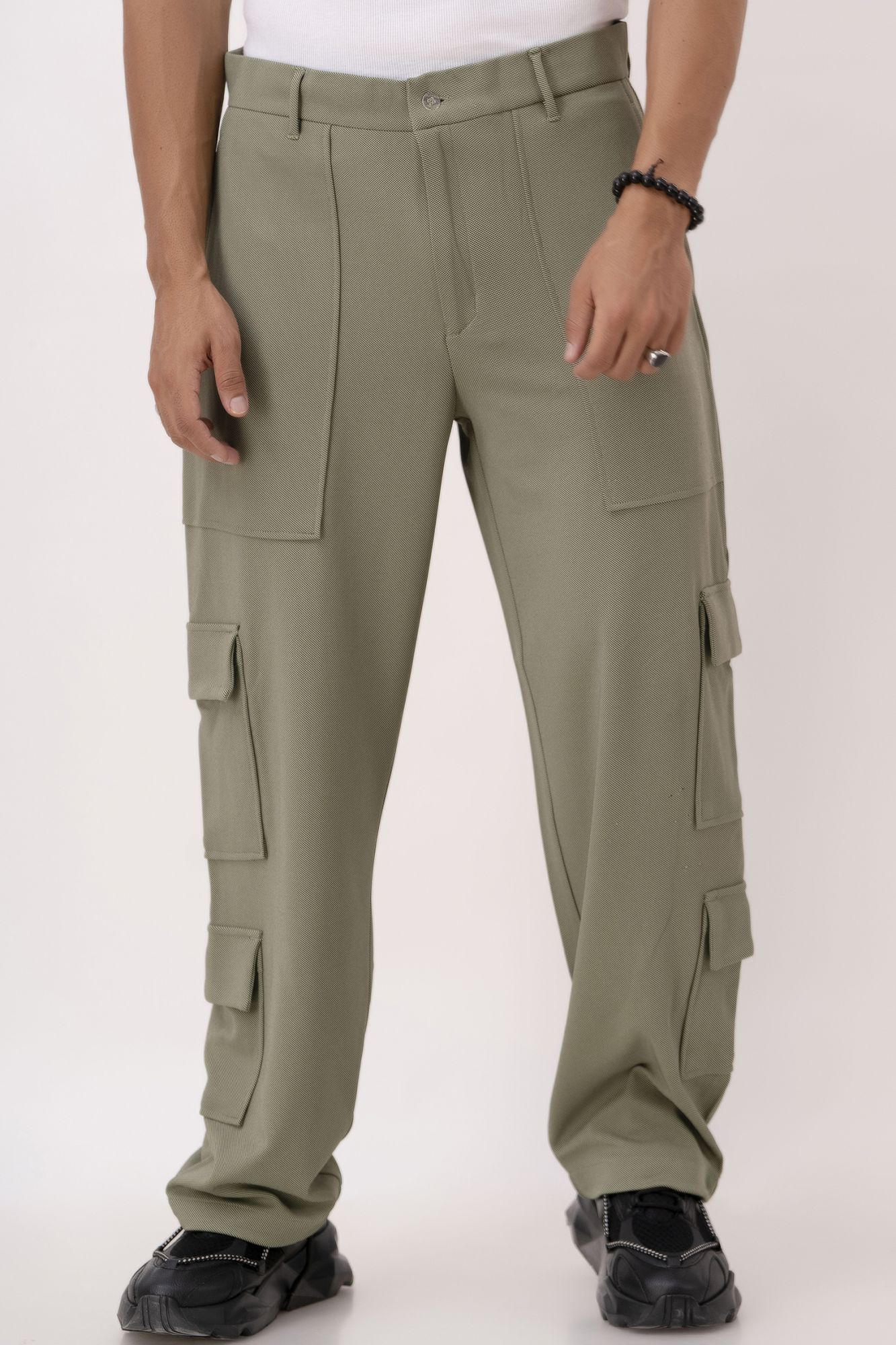 Textured Olive Cargo Pants