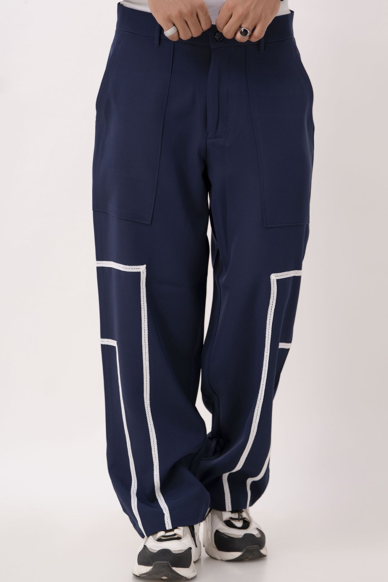 Laced Up Parallel Pants In Blue
