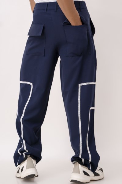Laced Up Parallel Pants In Blue