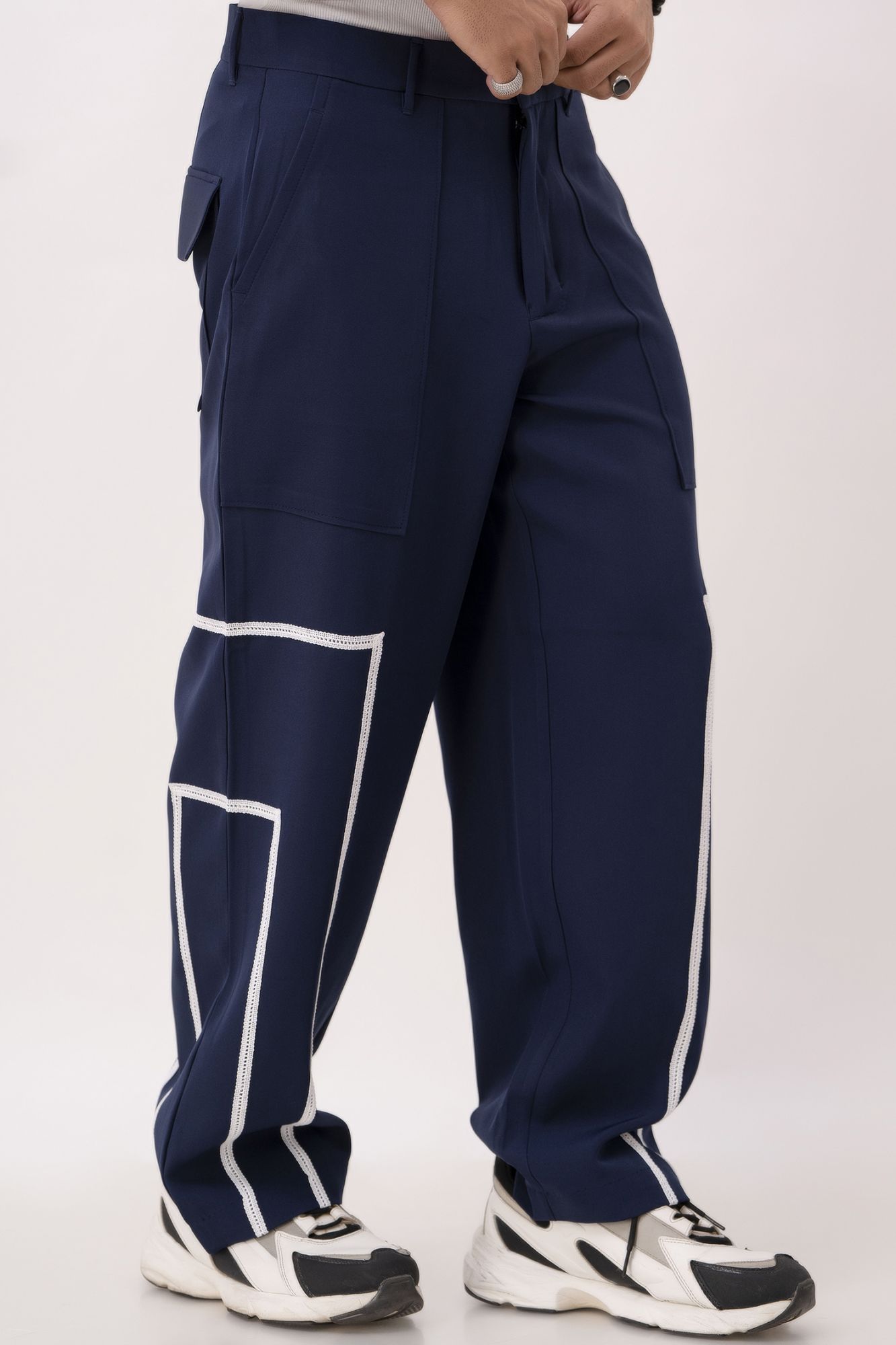 Laced Up Parallel Pants In Blue