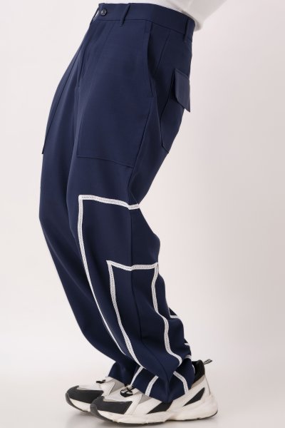 Laced Up Parallel Pants In Blue