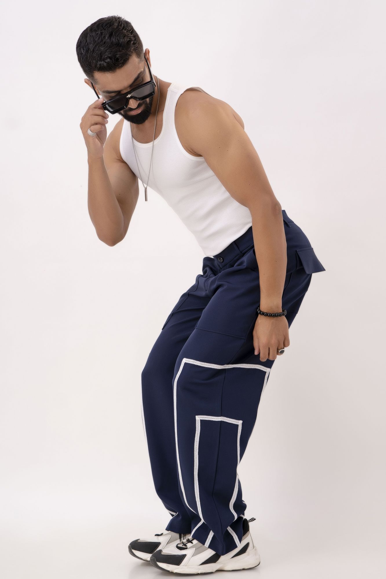 Laced Up Parallel Pants In Blue