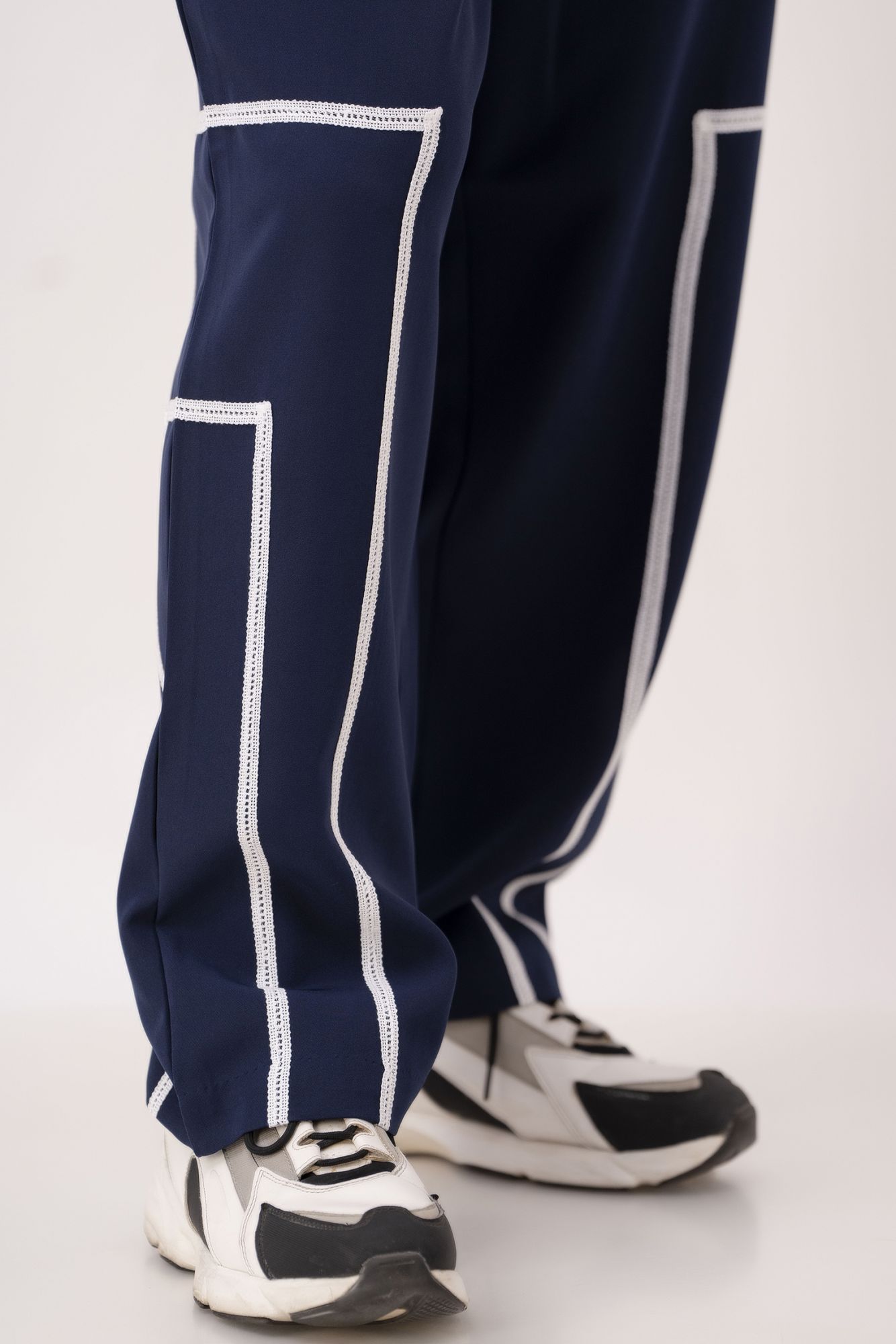 Laced Up Parallel Pants In Blue