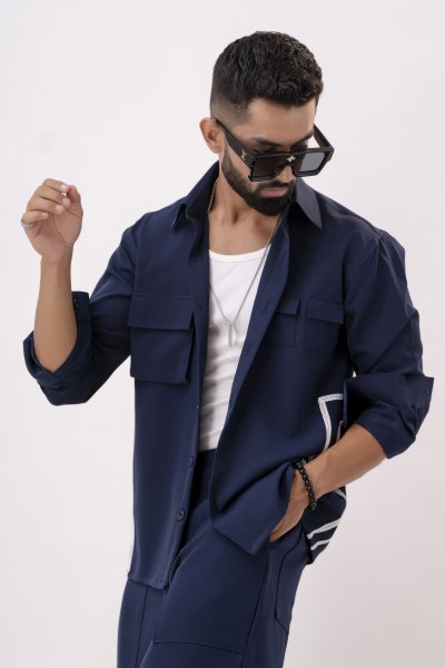 Laced Up Blue Shacket
