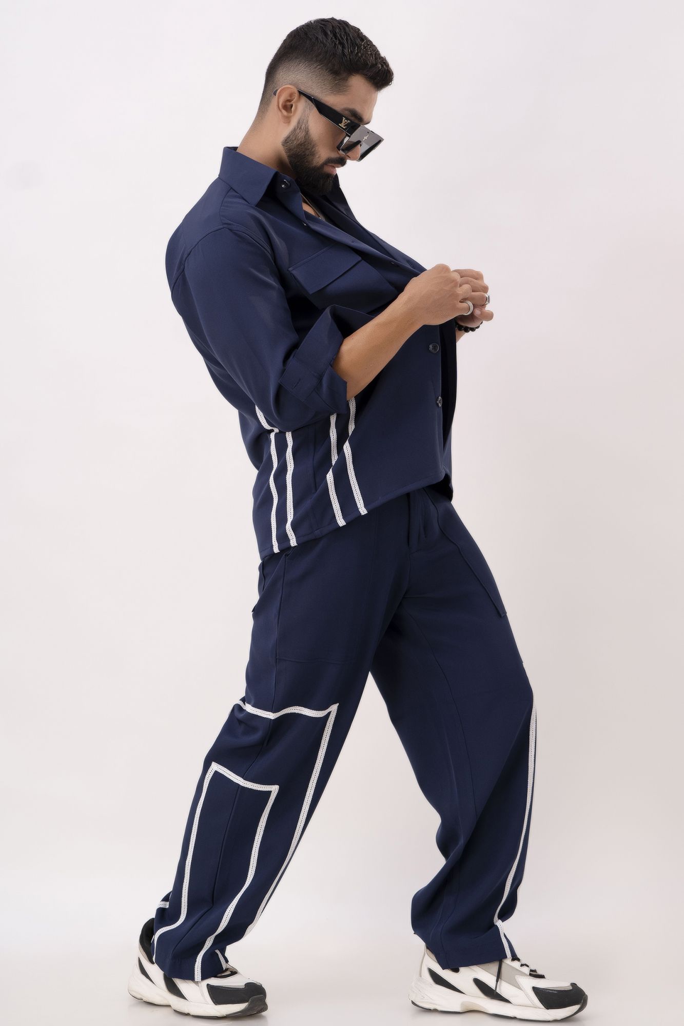 Laced Up Parallel Pants In Blue