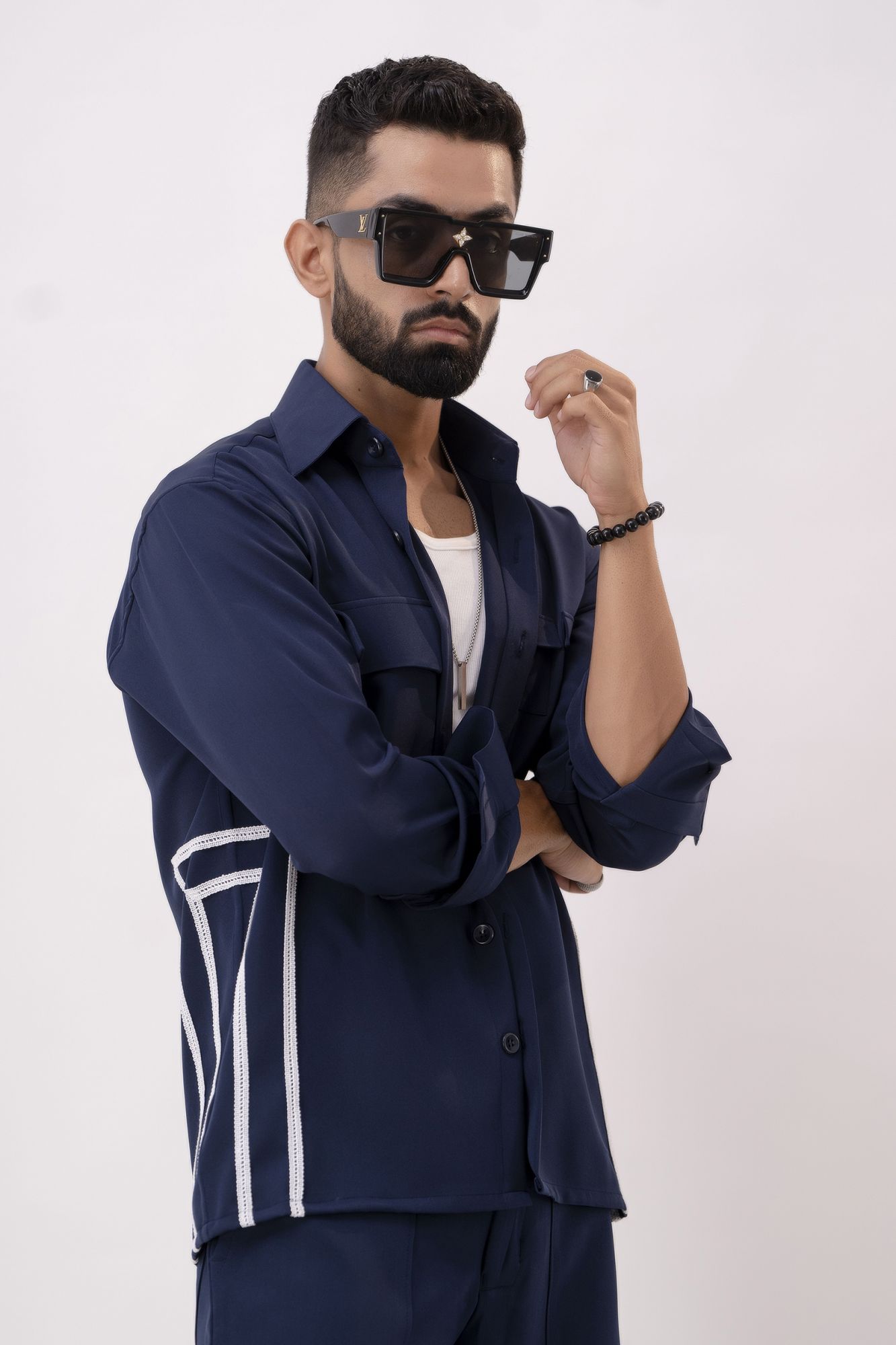 Laced Up Blue Shacket