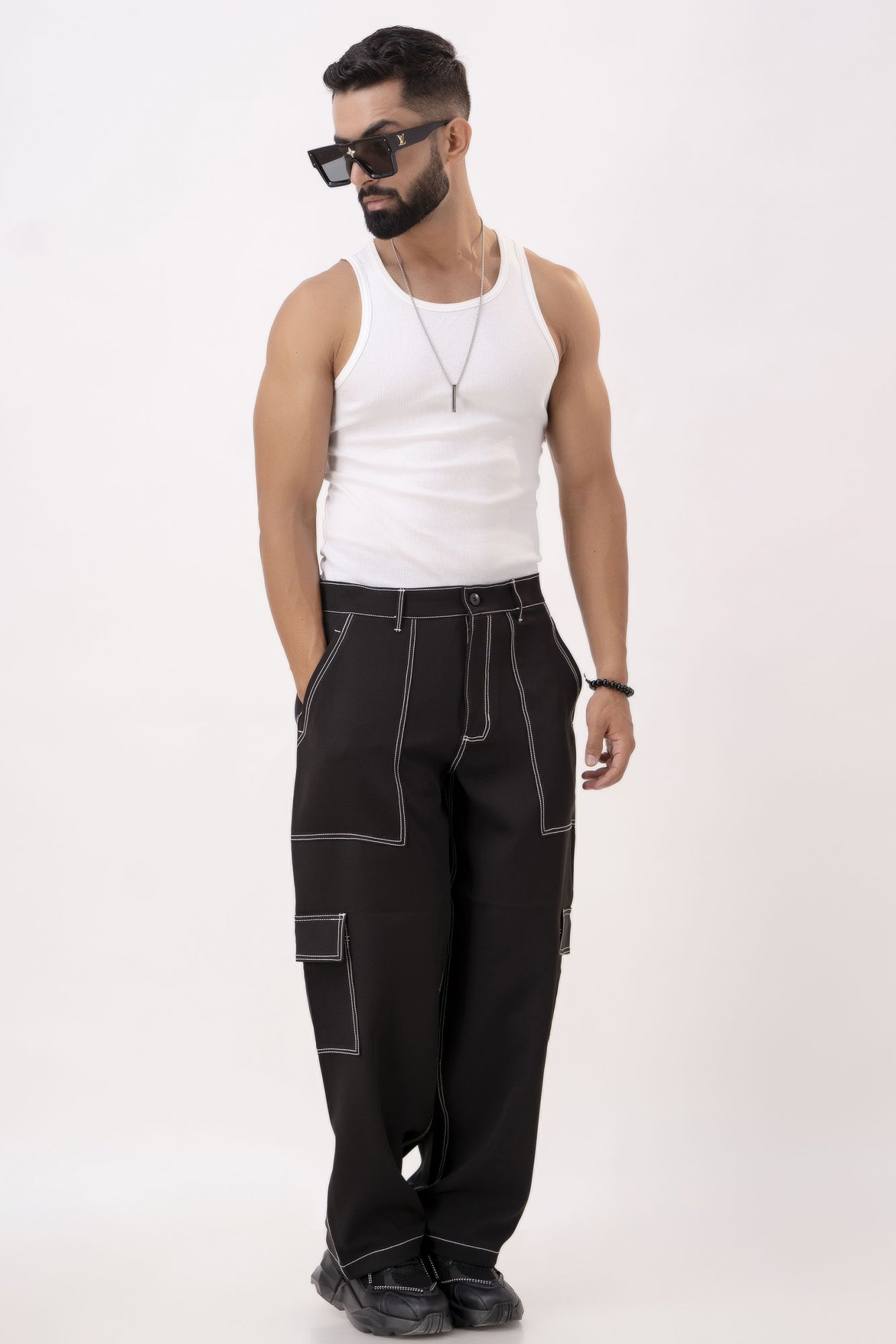 Threaded Black Pants