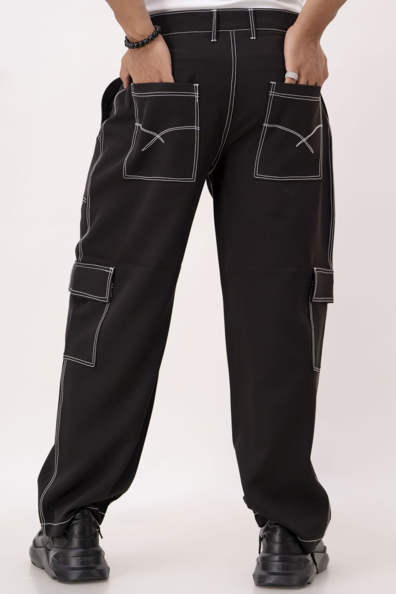 Threaded Black Pants