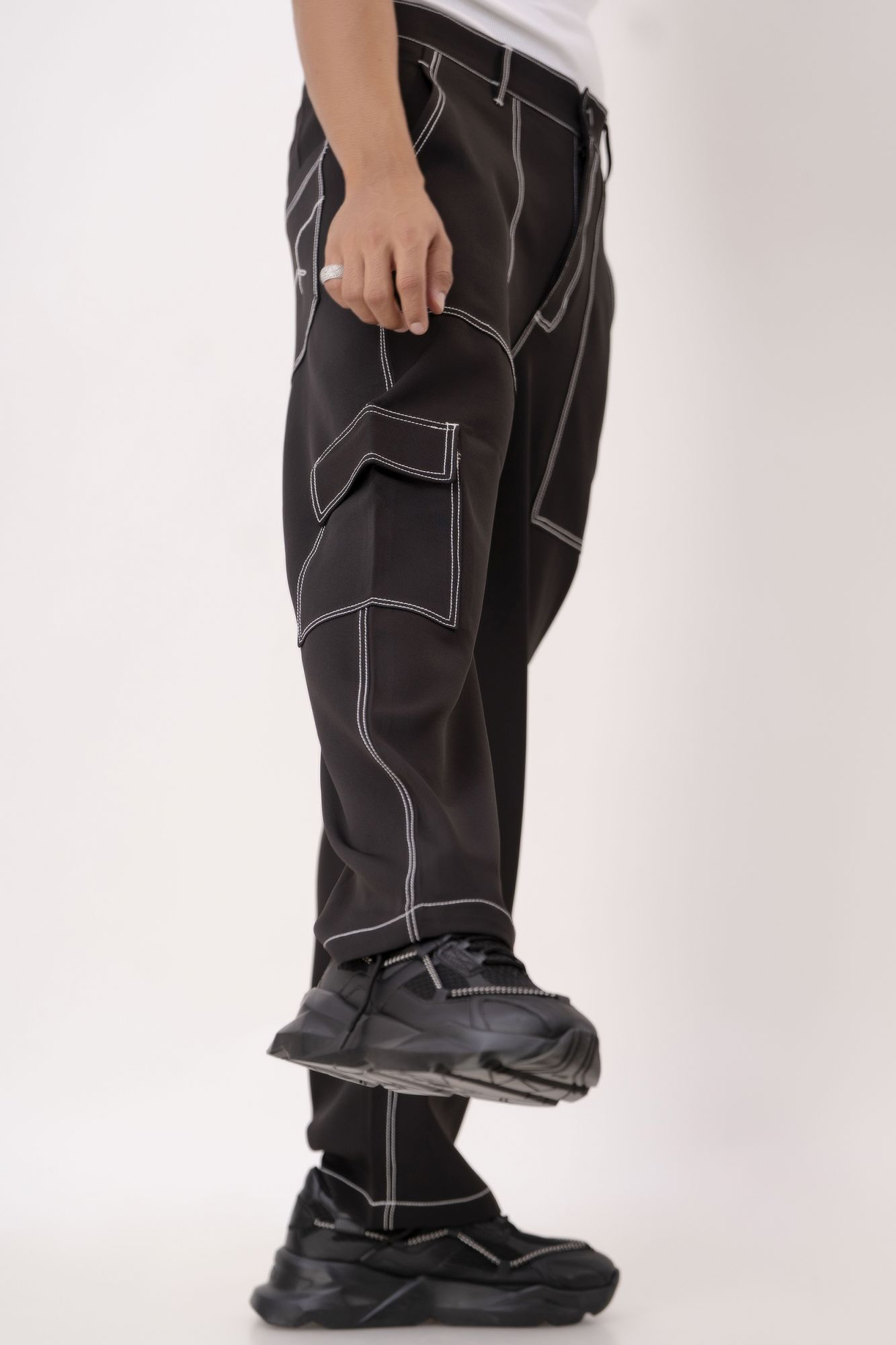Threaded Black Pants