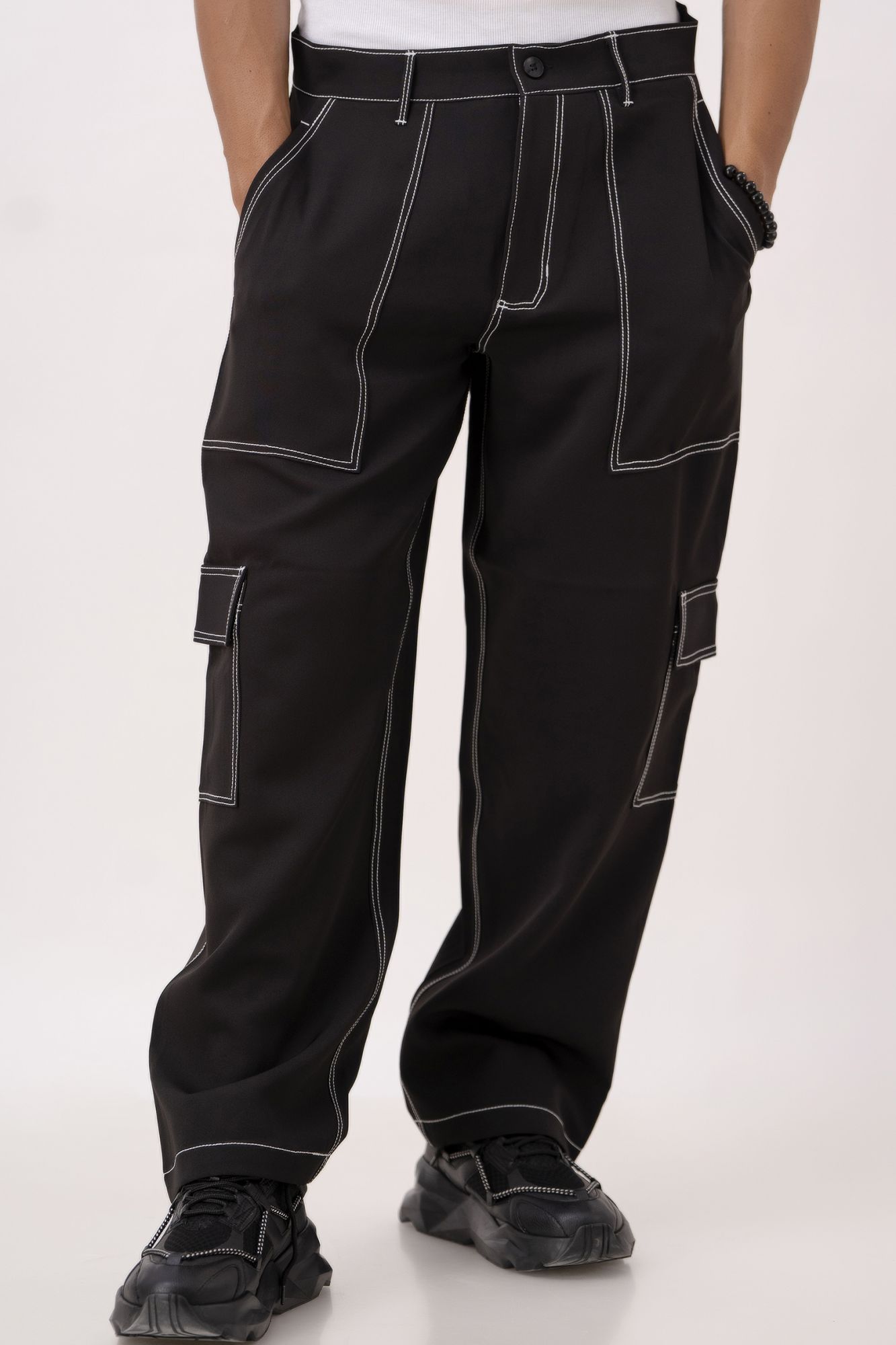 Threaded Black Pants