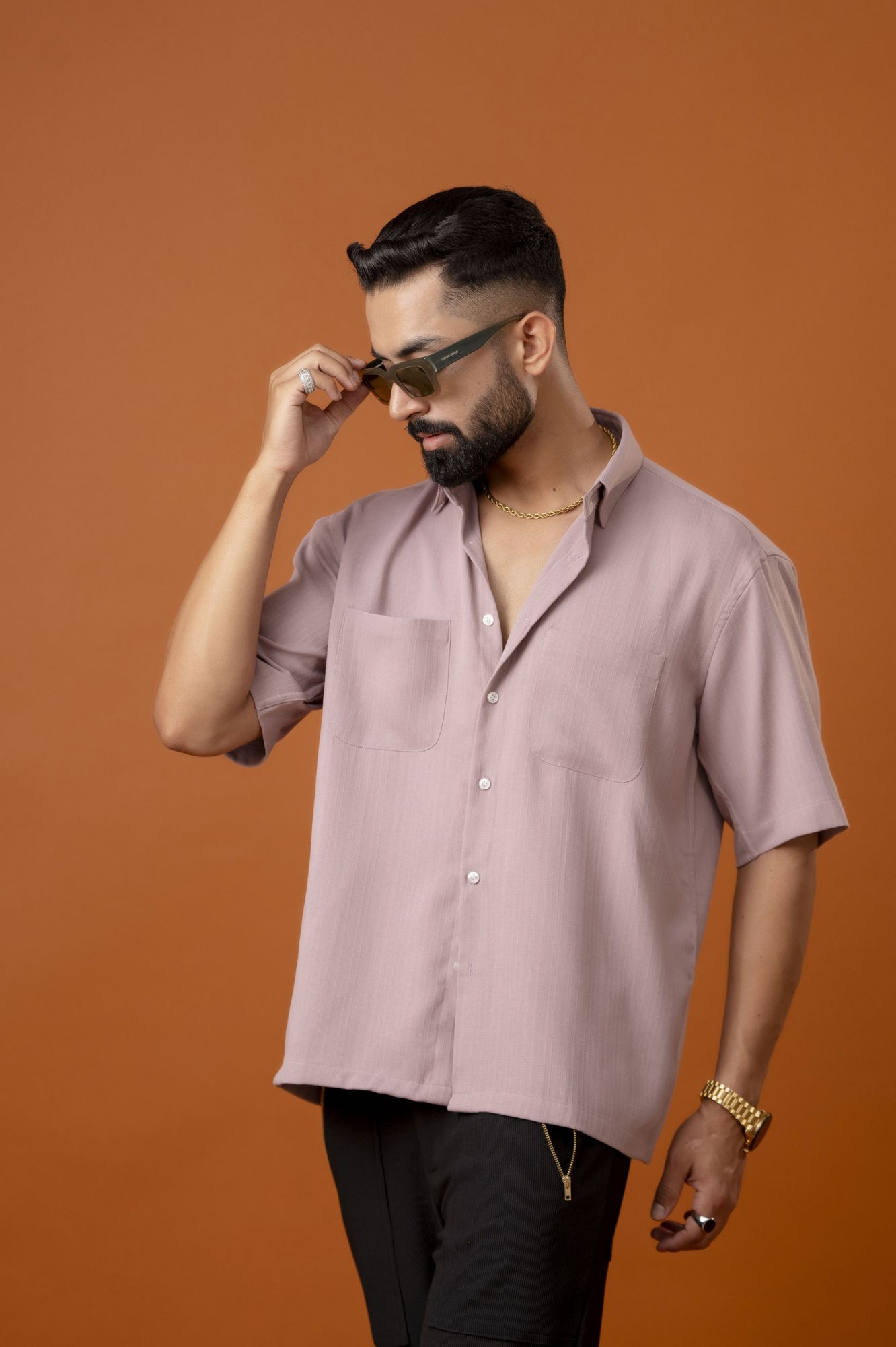 Malai Linen Baggy Shirt In Pink