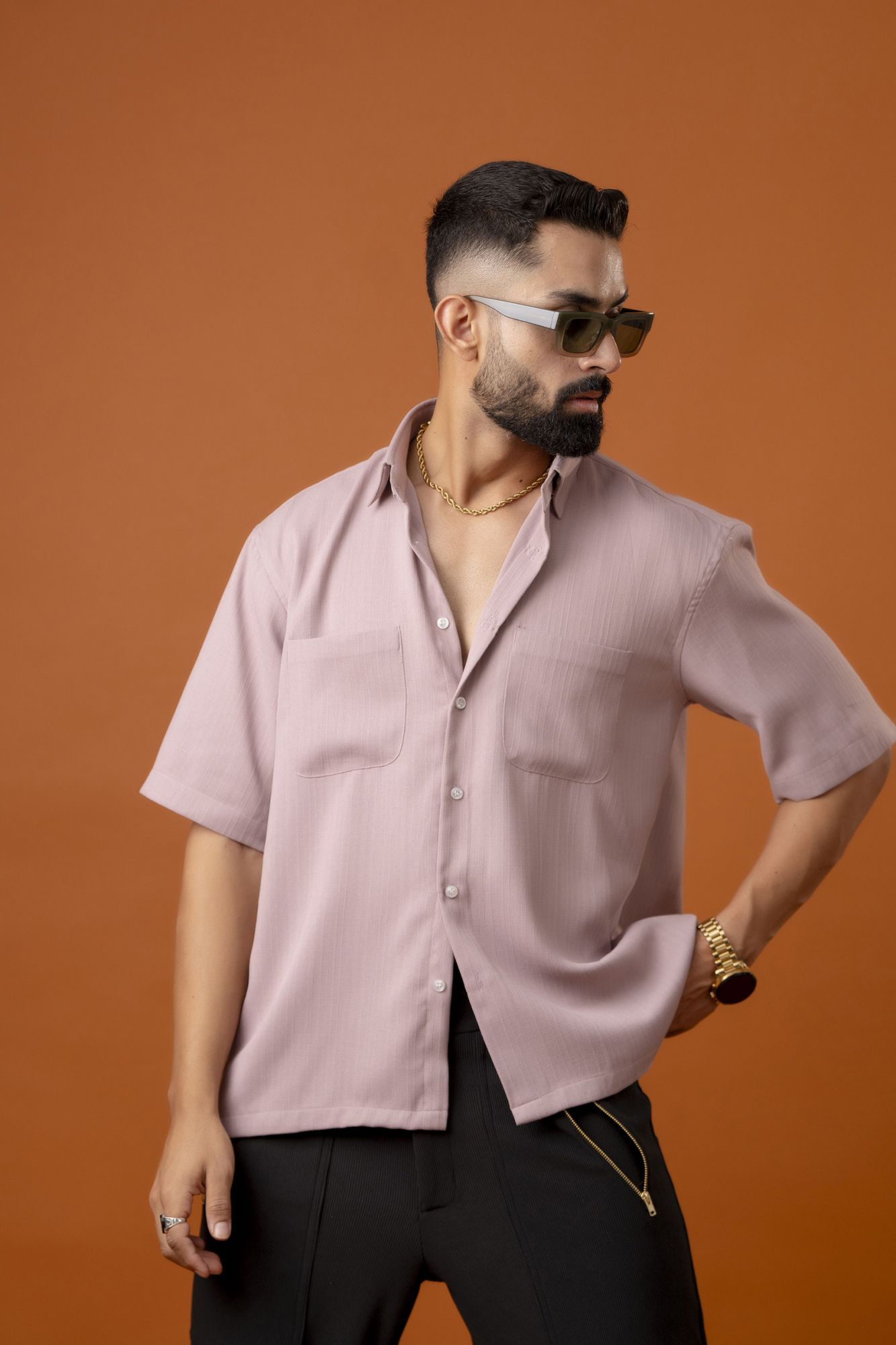 Malai Linen Baggy Shirt In Pink