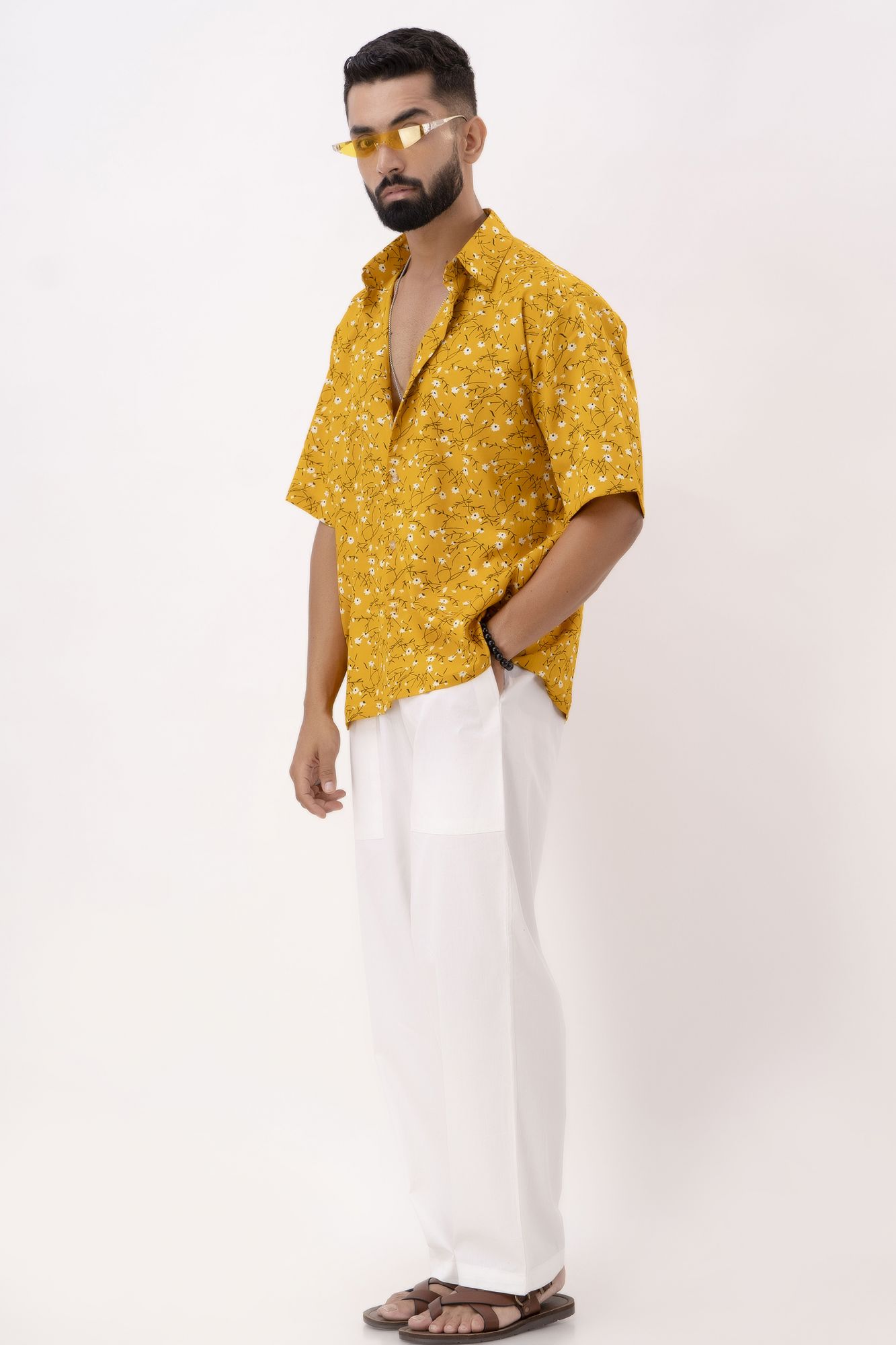 Printed Baggy Shirt In Yellow