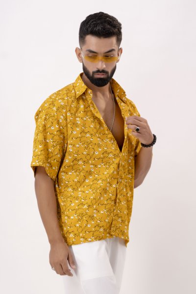 Printed Baggy Shirt In Yellow