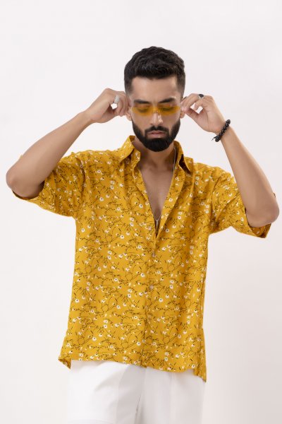 Printed Baggy Shirt In Yellow