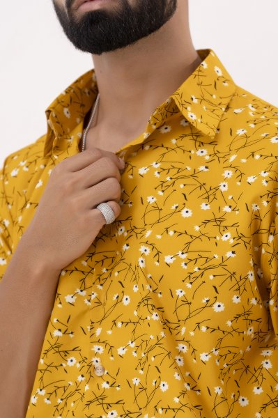 Printed Baggy Shirt In Yellow