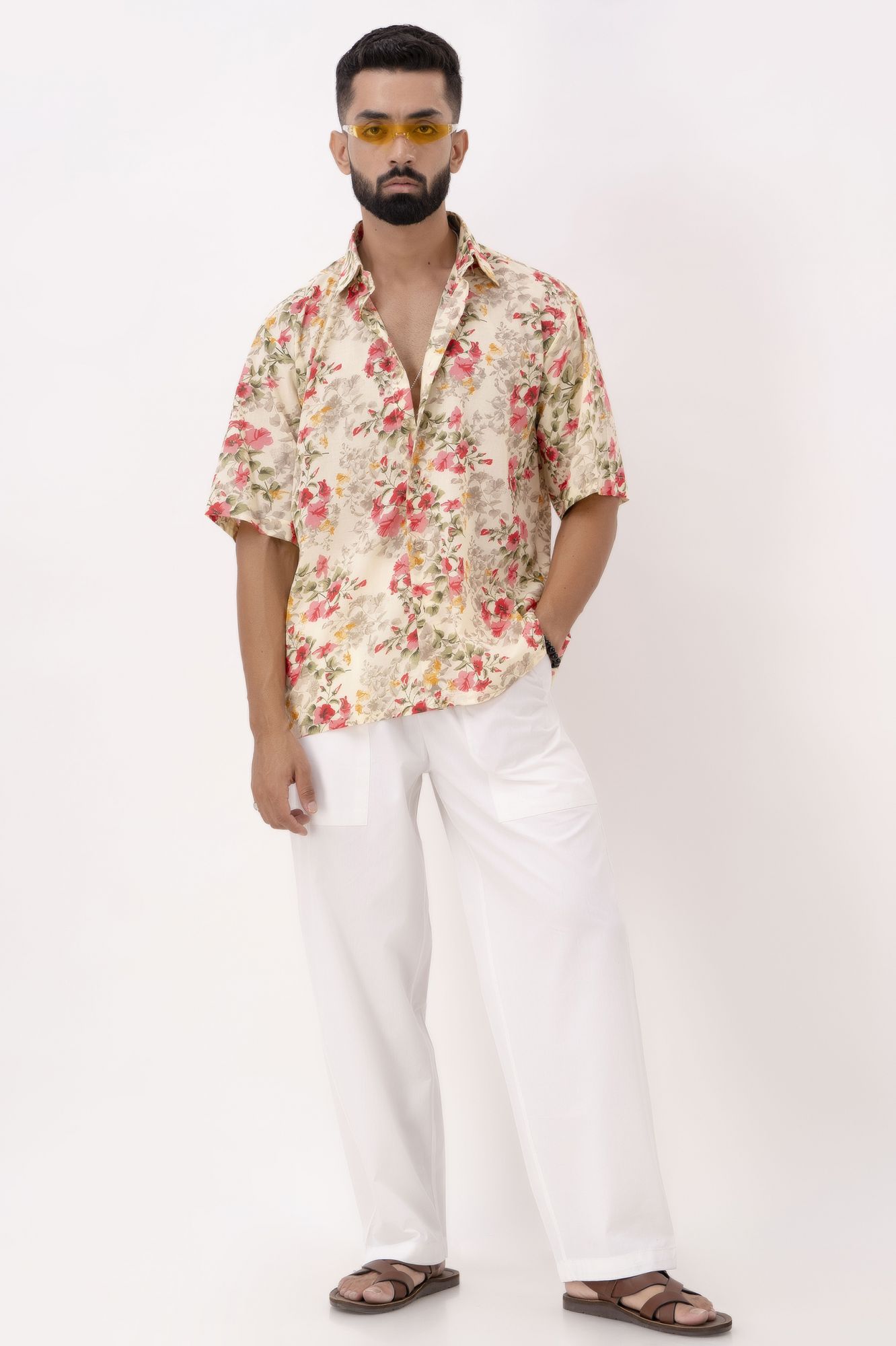 Oversized Printed Shirt In Peach