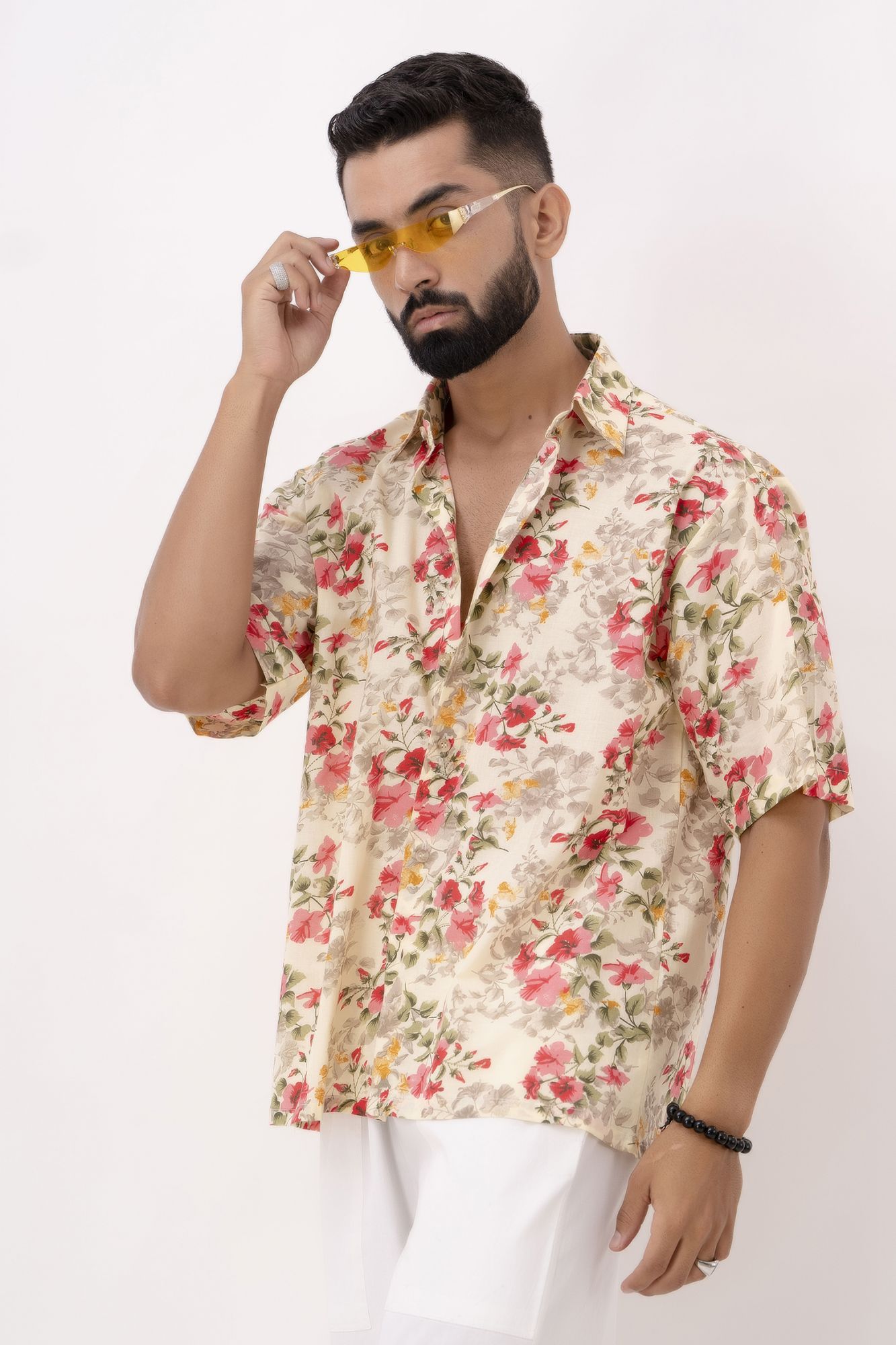 Oversized Printed Shirt In Peach