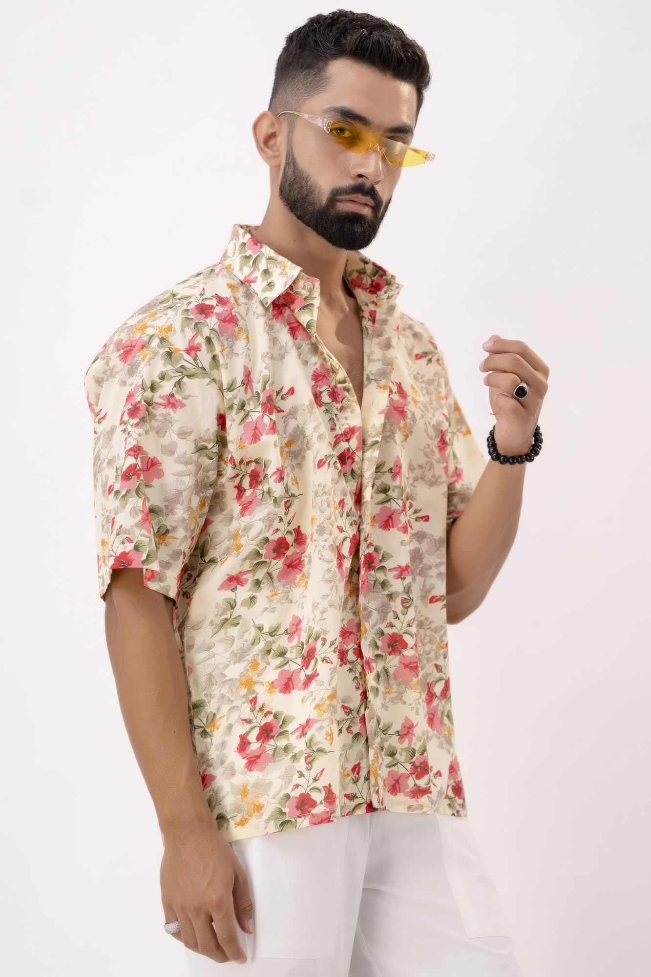 Oversized Printed Shirt In Peach