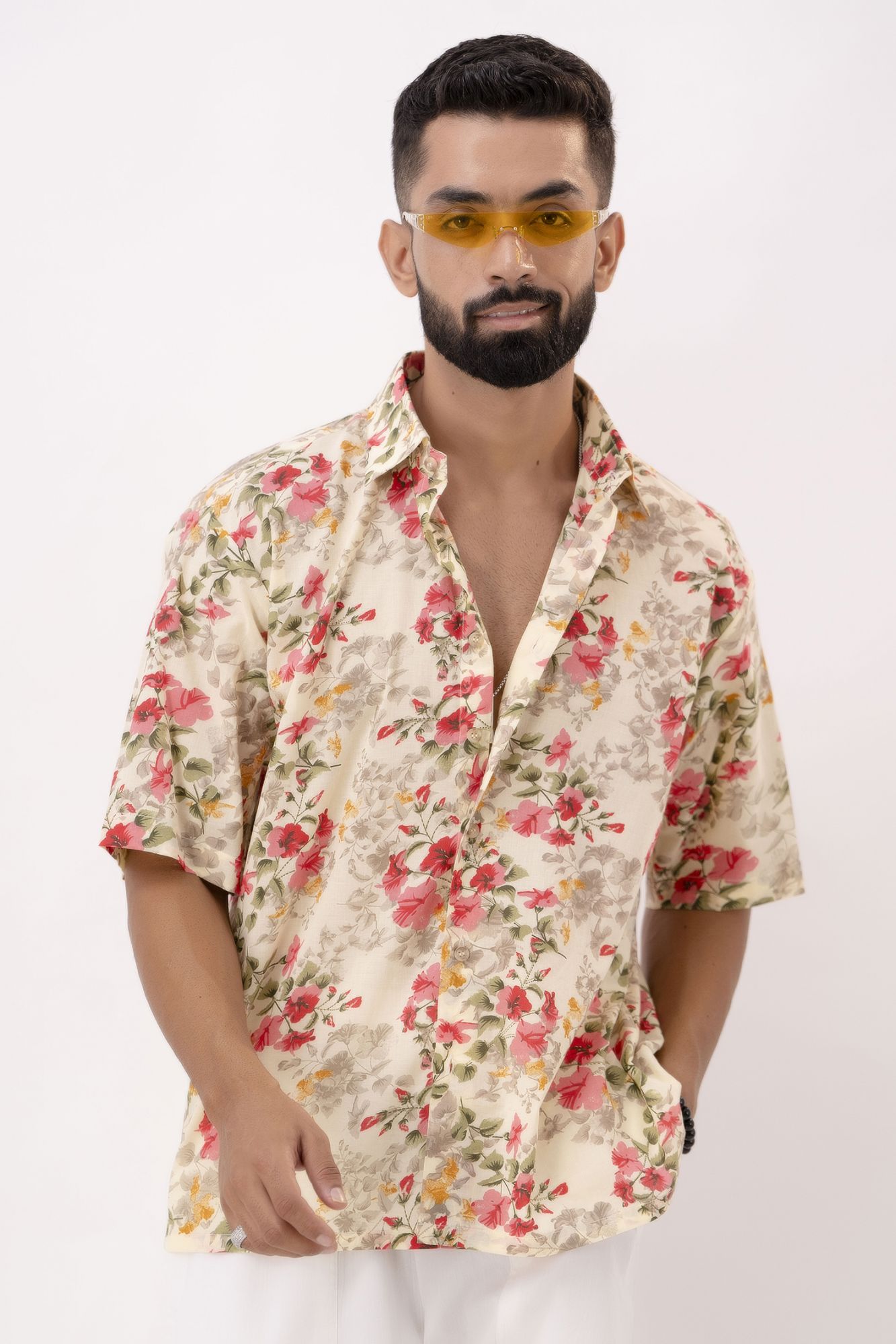 Oversized Printed Shirt In Peach