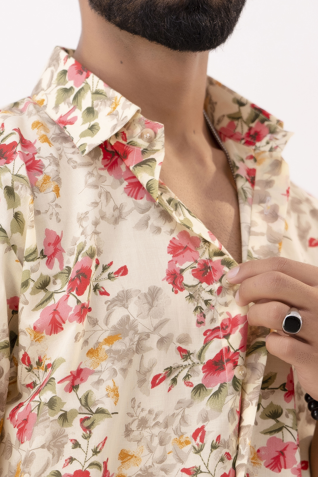 Oversized Printed Shirt In Peach