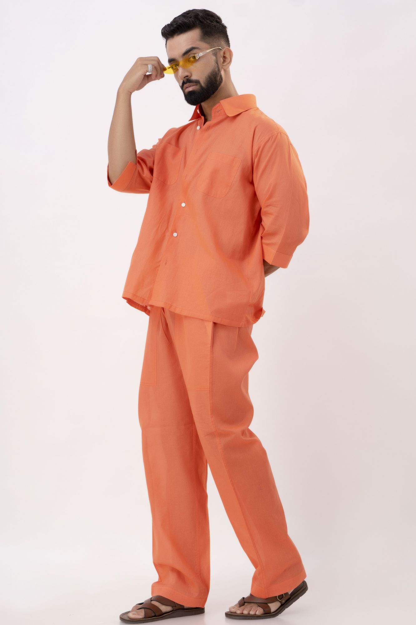 Orange Loungewear Elastic Pants
