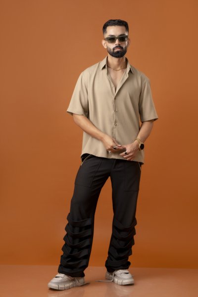 Beige Malai Linen Baggy Shirt