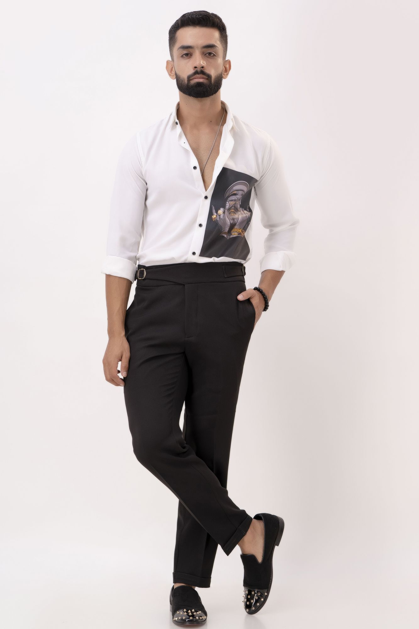 Tapered High Waist Pants In Black