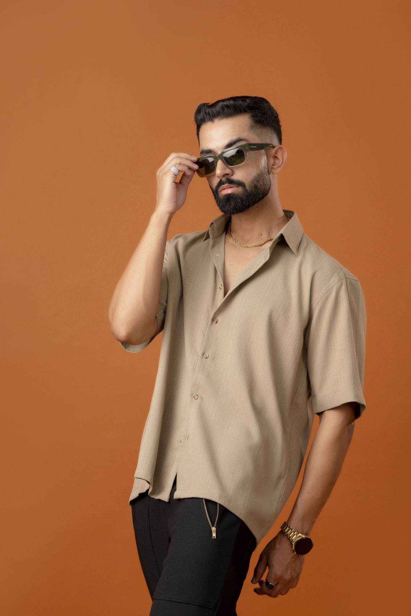 Beige Malai Linen Baggy Shirt