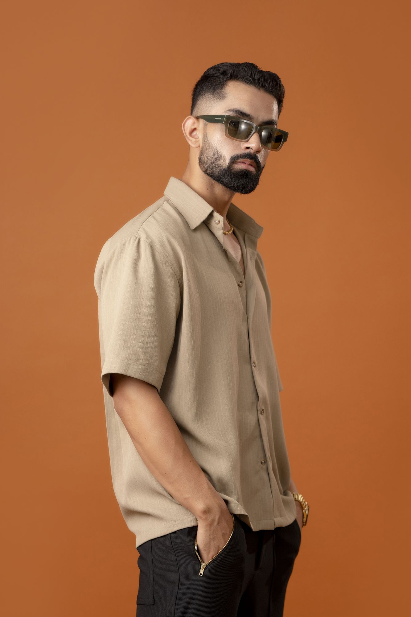 Beige Malai Linen Baggy Shirt