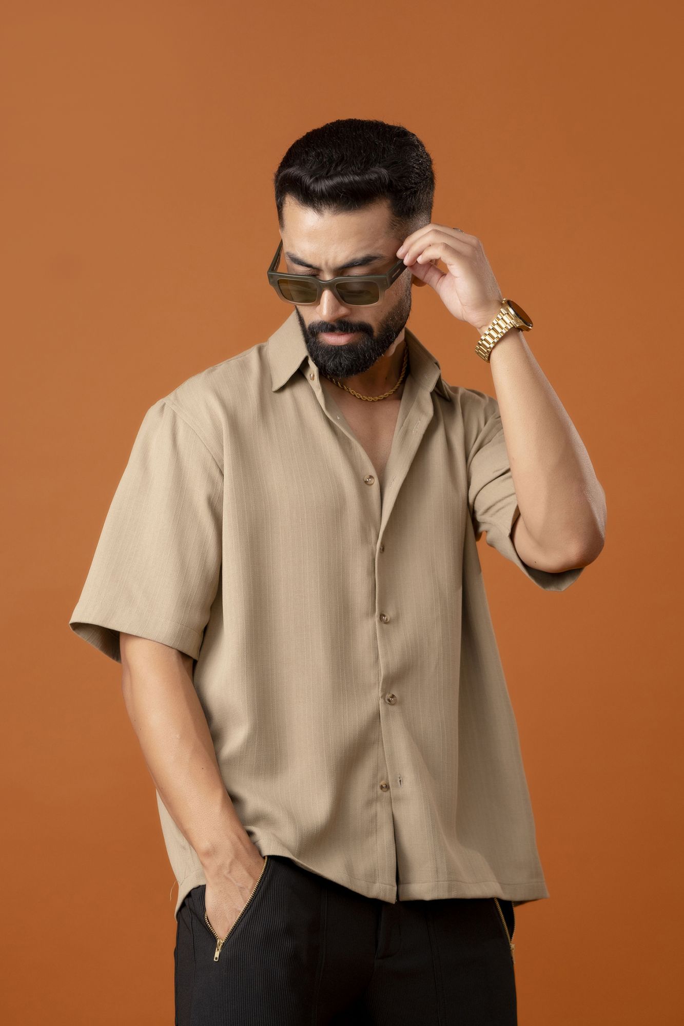 Beige Malai Linen Baggy Shirt