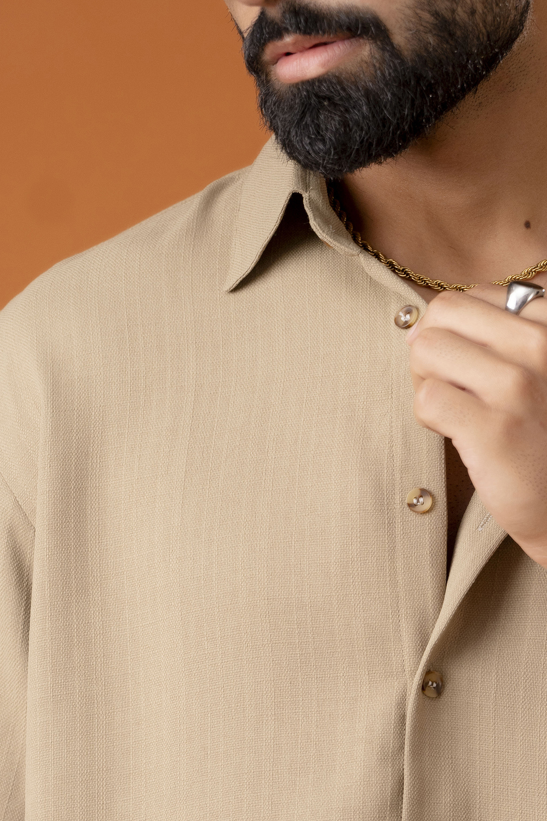 Beige Malai Linen Baggy Shirt