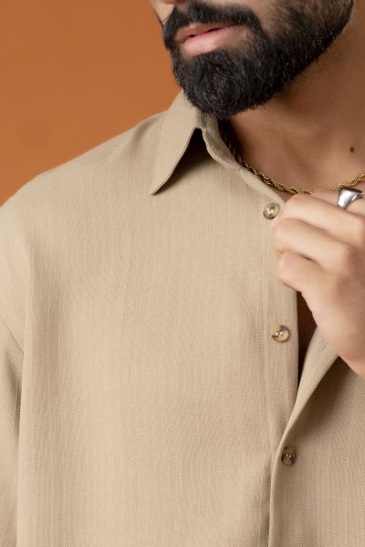 Beige Malai Linen Baggy Shirt