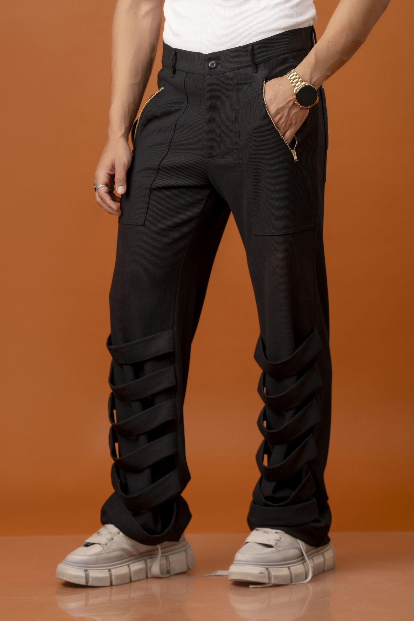 Belted Flared Baggy Pants
