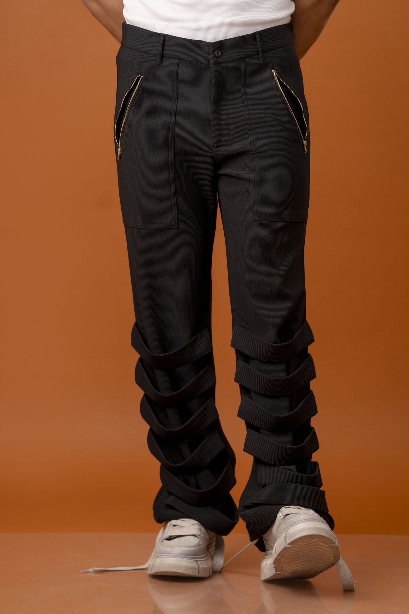 Belted Flared Baggy Pants