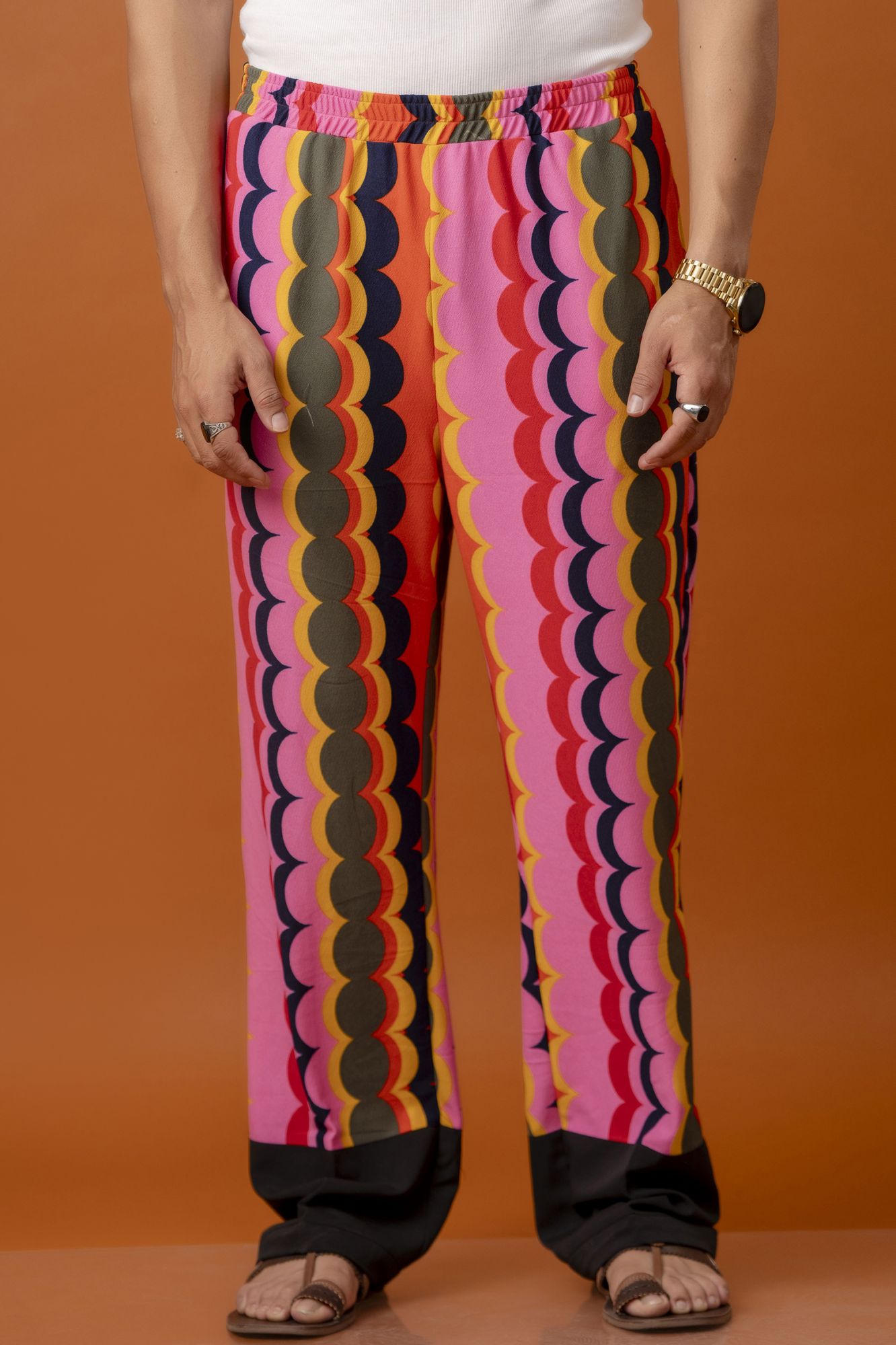 Multicolor Flowing Elastic Pants