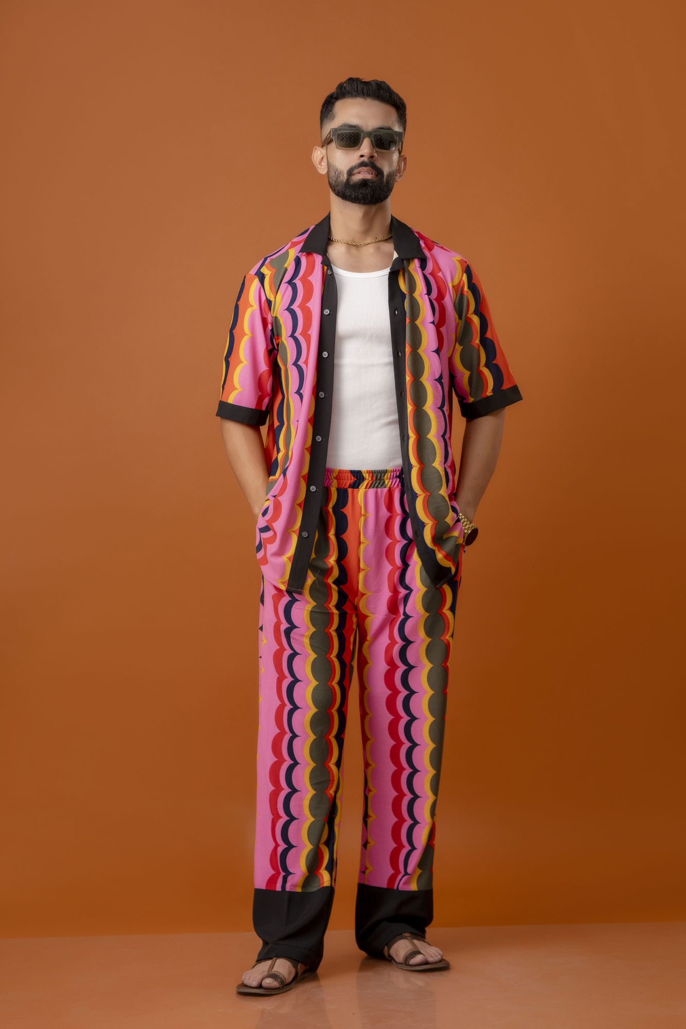 Multicolor Flowing Elastic Pants