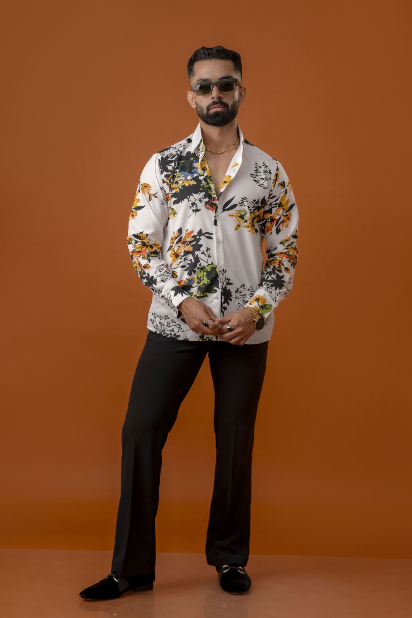 Flowing Printed Shirt In White