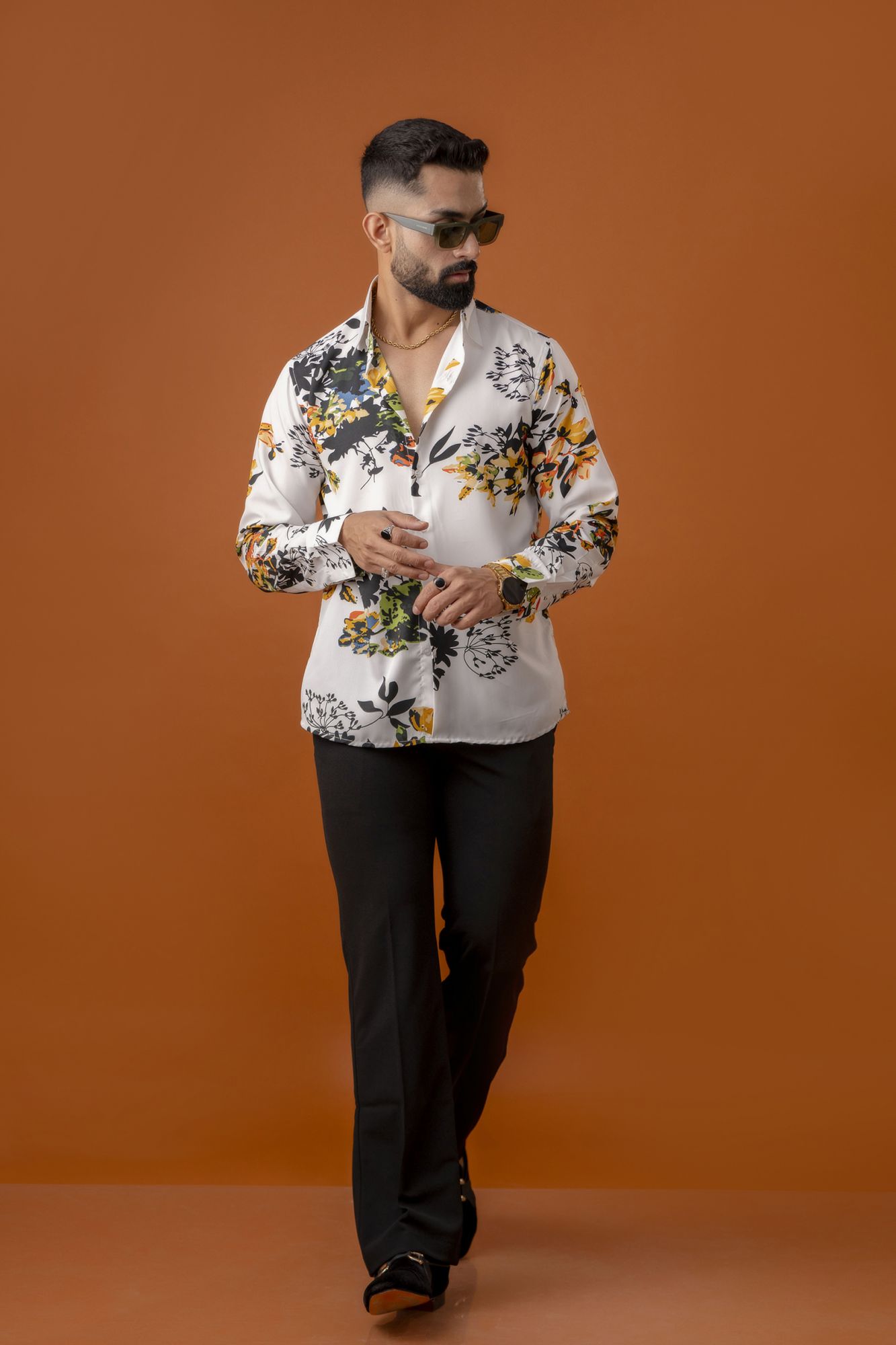 Flowing Printed Shirt In White