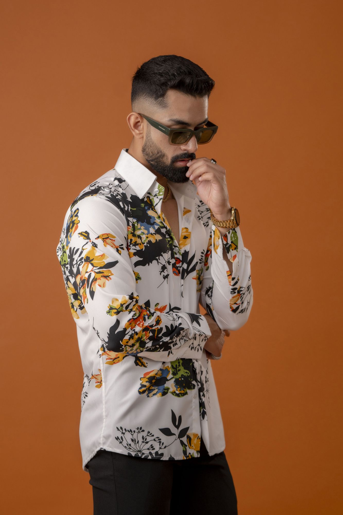 Flowing Printed Shirt In White