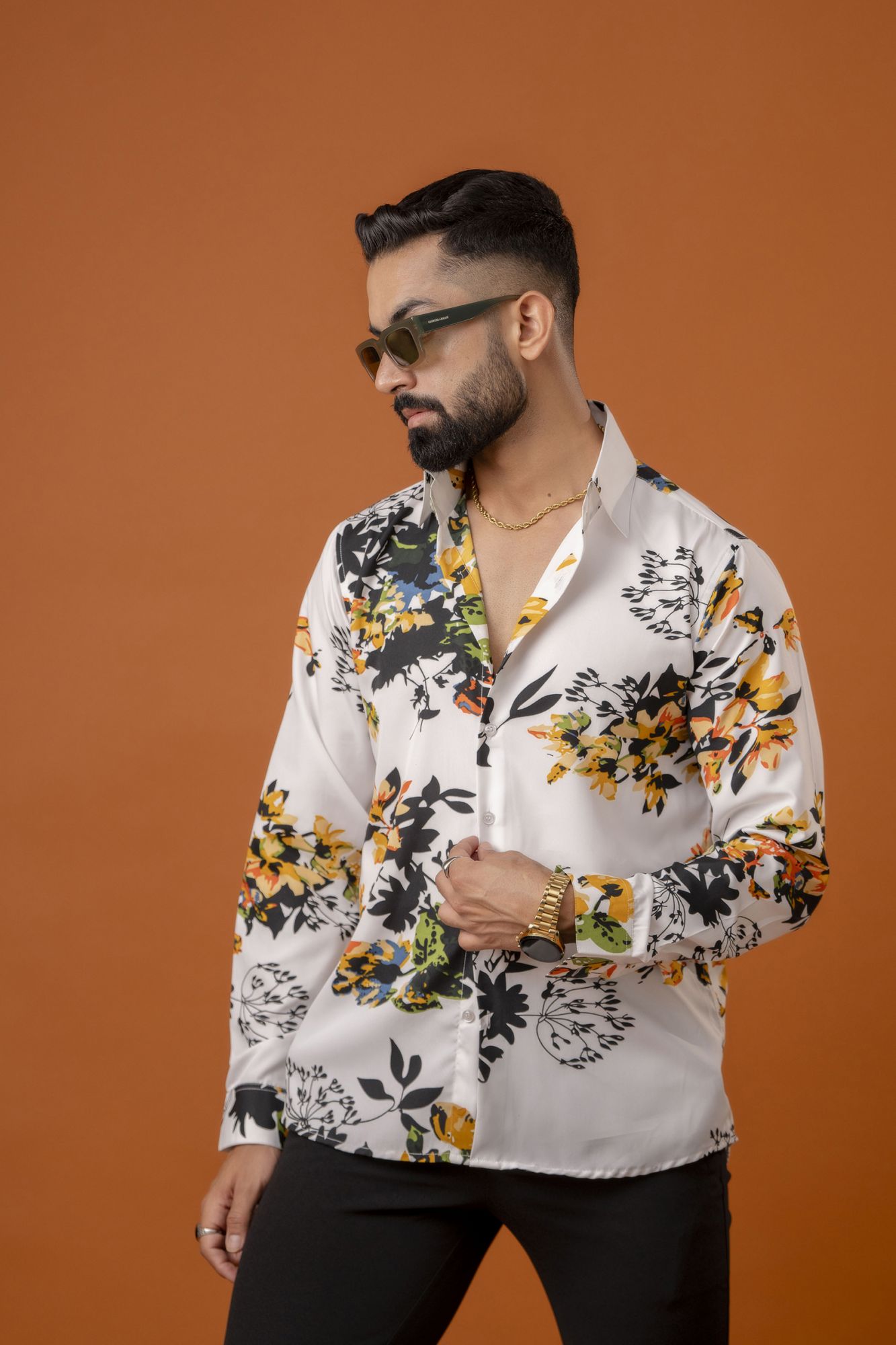 Flowing Printed Shirt In White