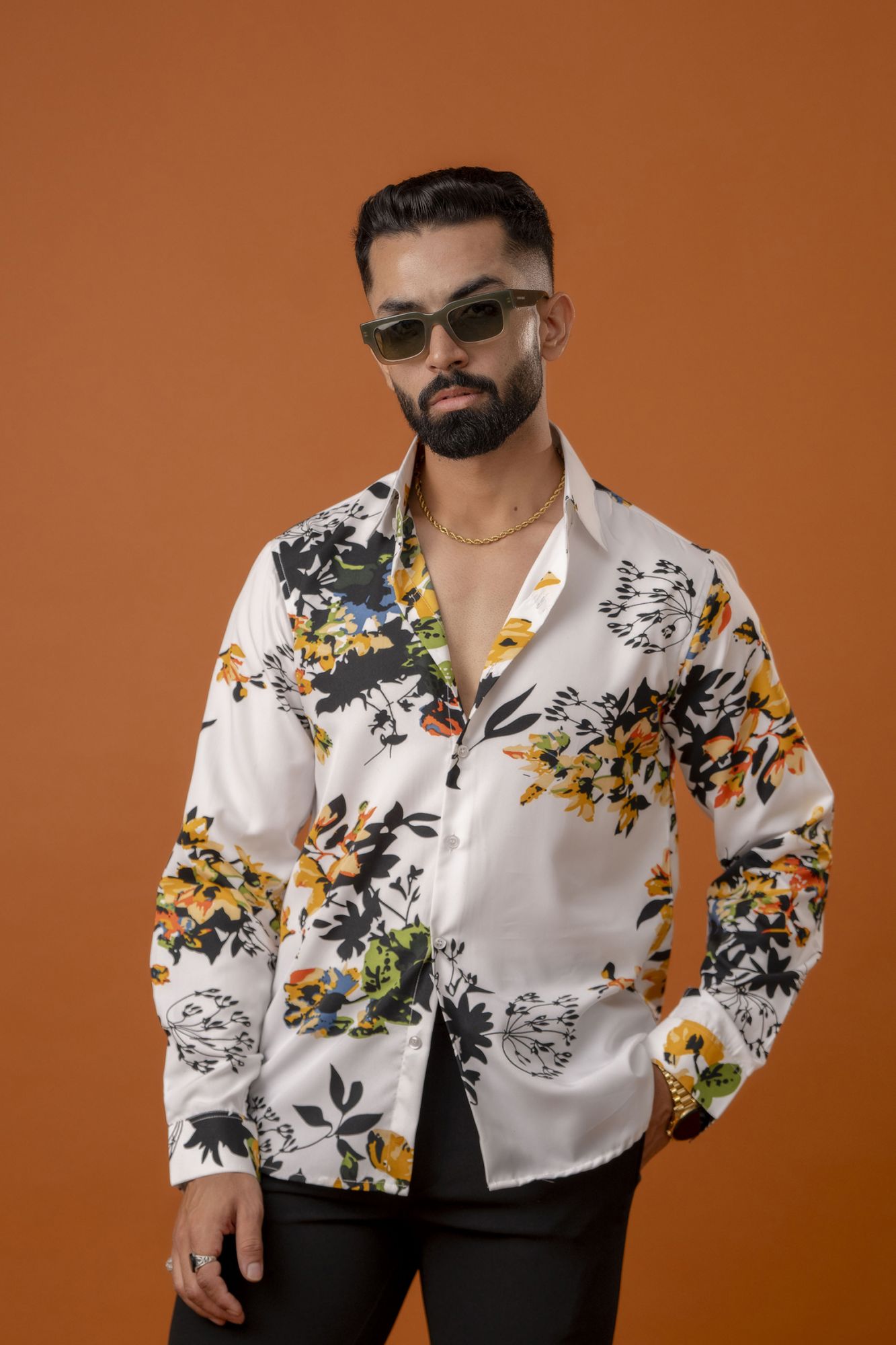 Flowing Printed Shirt In White