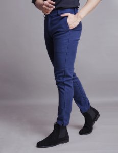Men's Blue woolen pants with cut bottoms