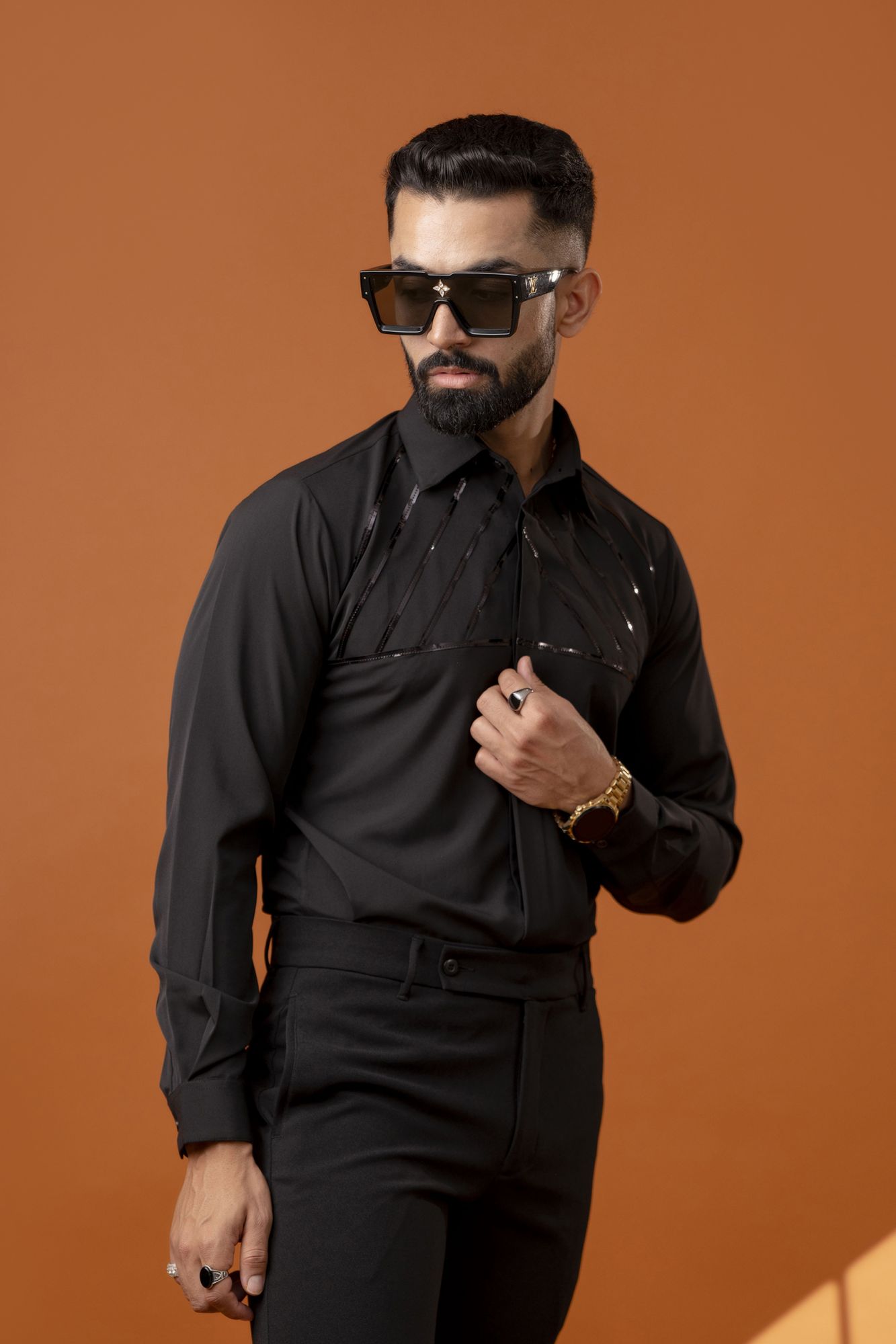 Black Taped Formal Shirt