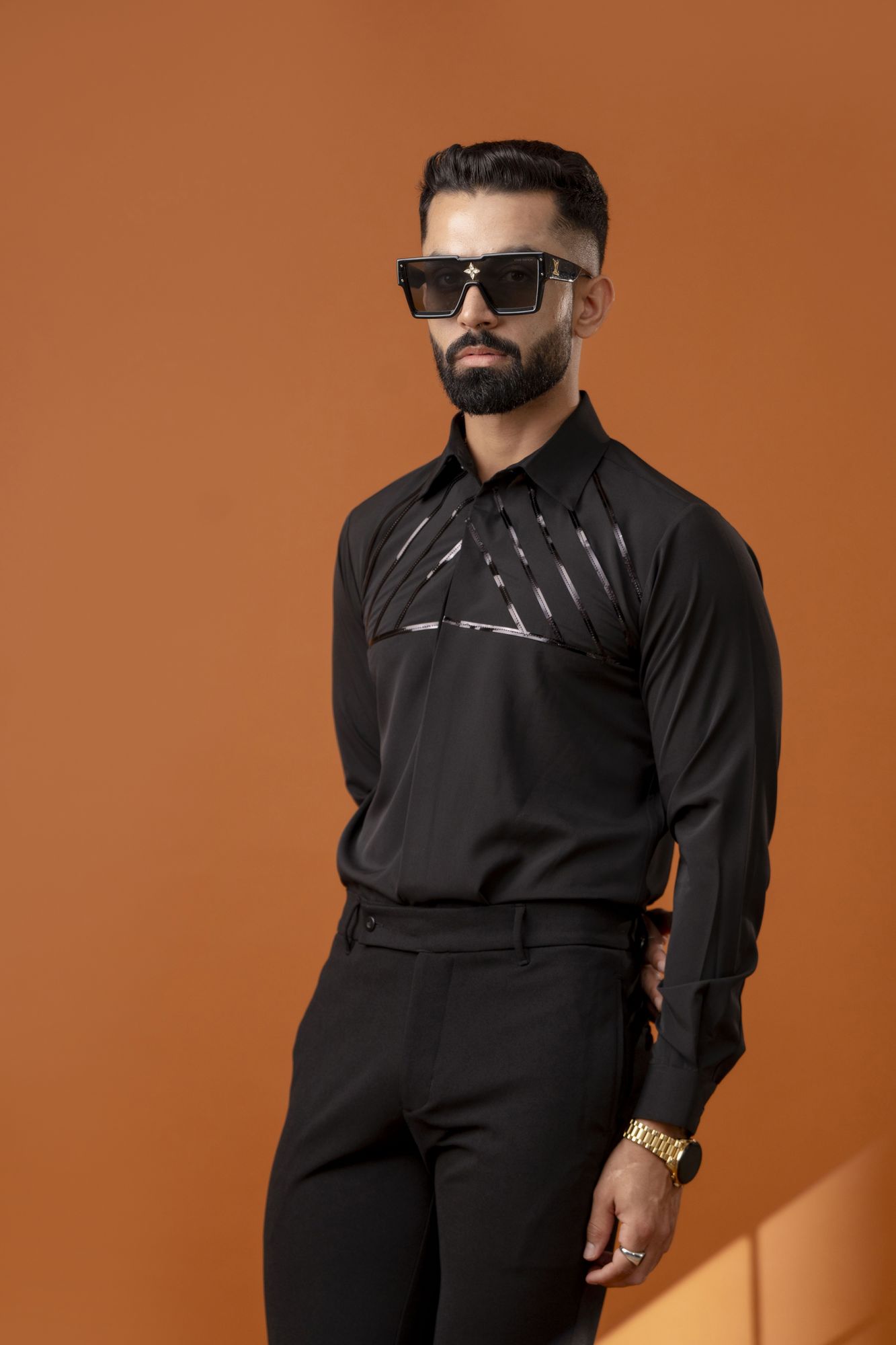 Black Taped Formal Shirt