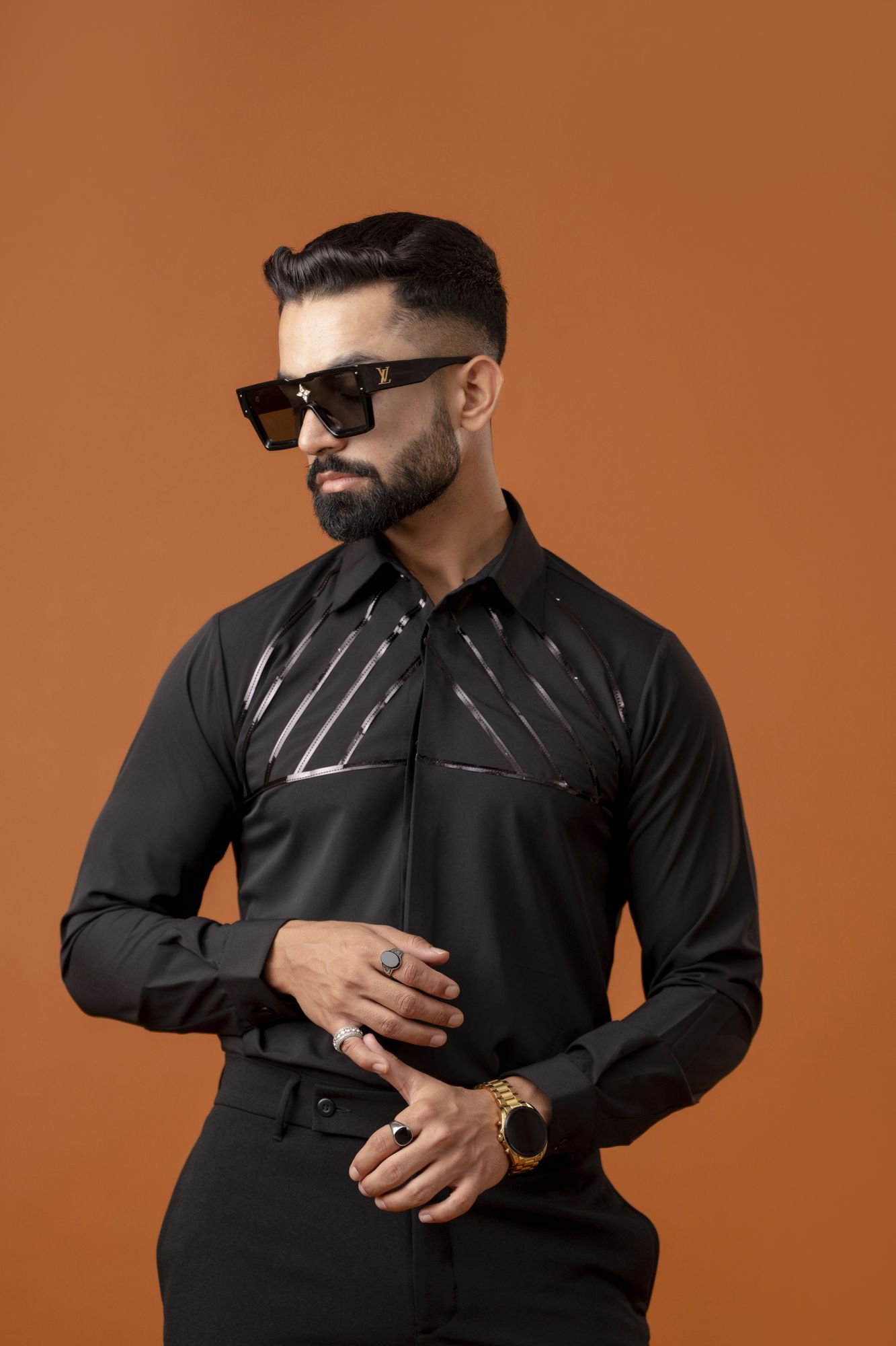 Black Taped Formal Shirt