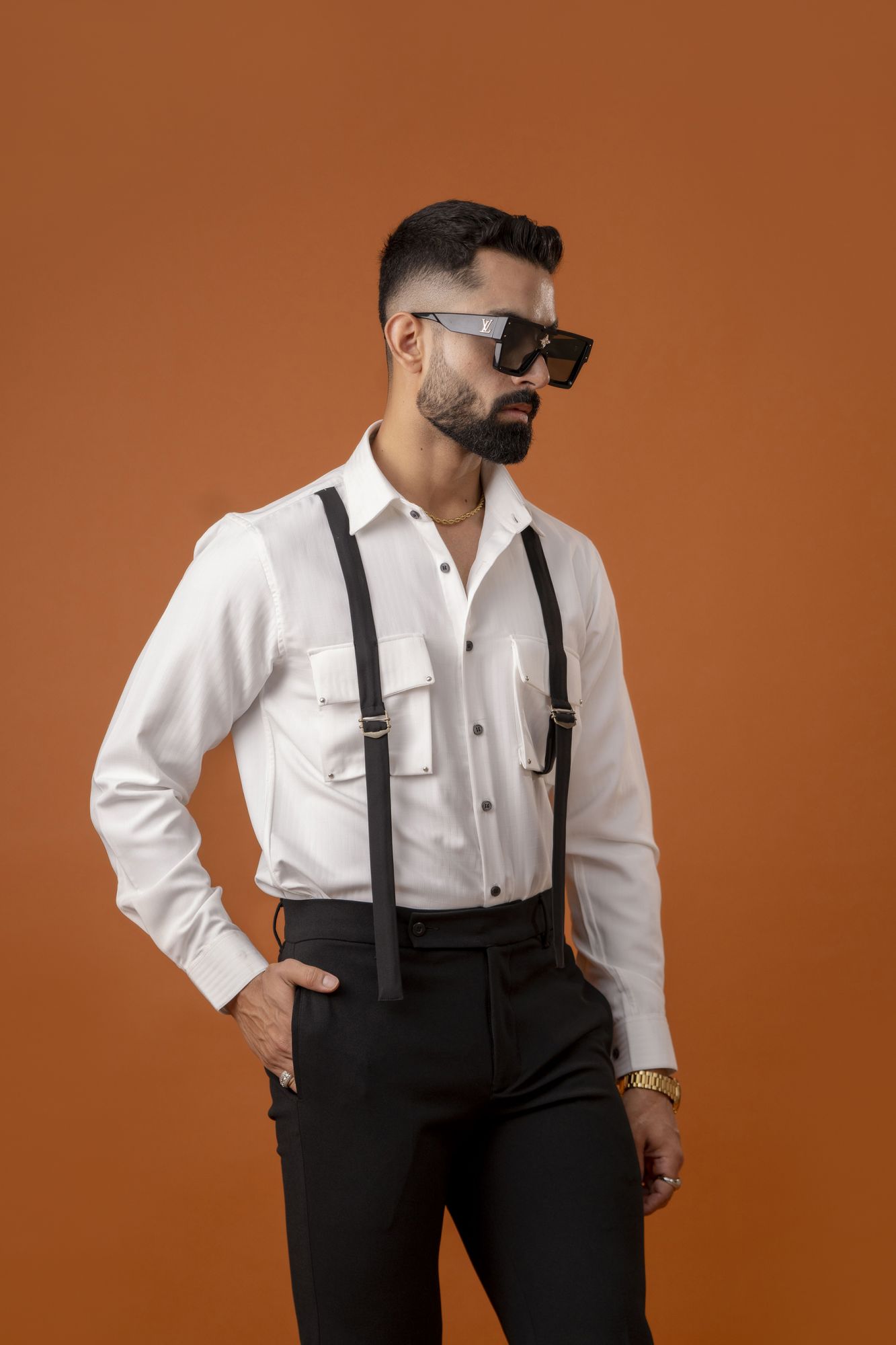 Belted Shirt In White