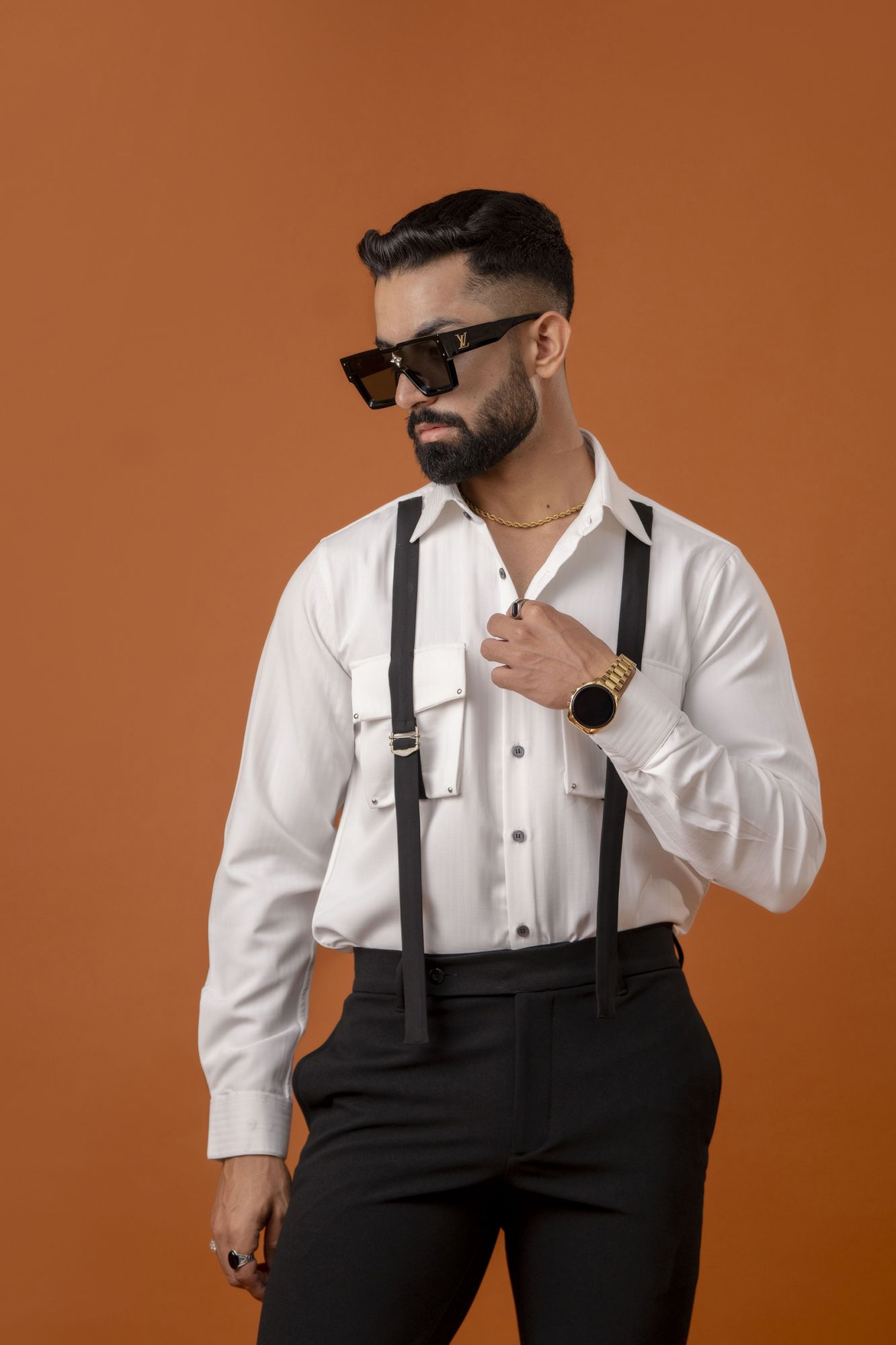 Belted Shirt In White